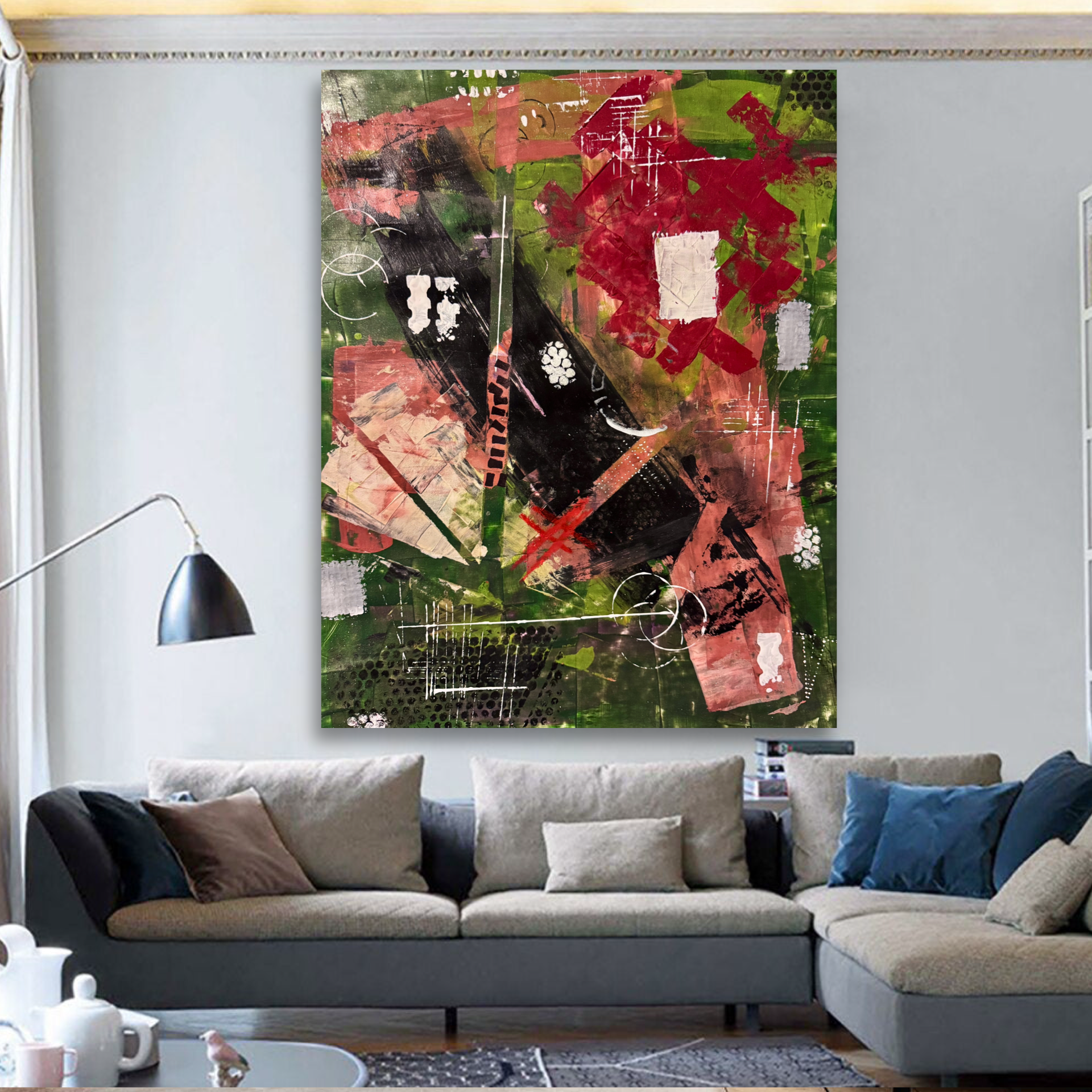 Handmade Abstract Painting on Poster Paper 22x28, Textured Acrylic & Varnish Artwork, Unique Mixed Media Wall Art Piece