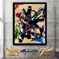 Abstract Acrylic Painting on Poster 22x28, Textured Brush & Palette Knife Art, Varnished Mixed Media, Bold Modern Wall Decor for Interior Space