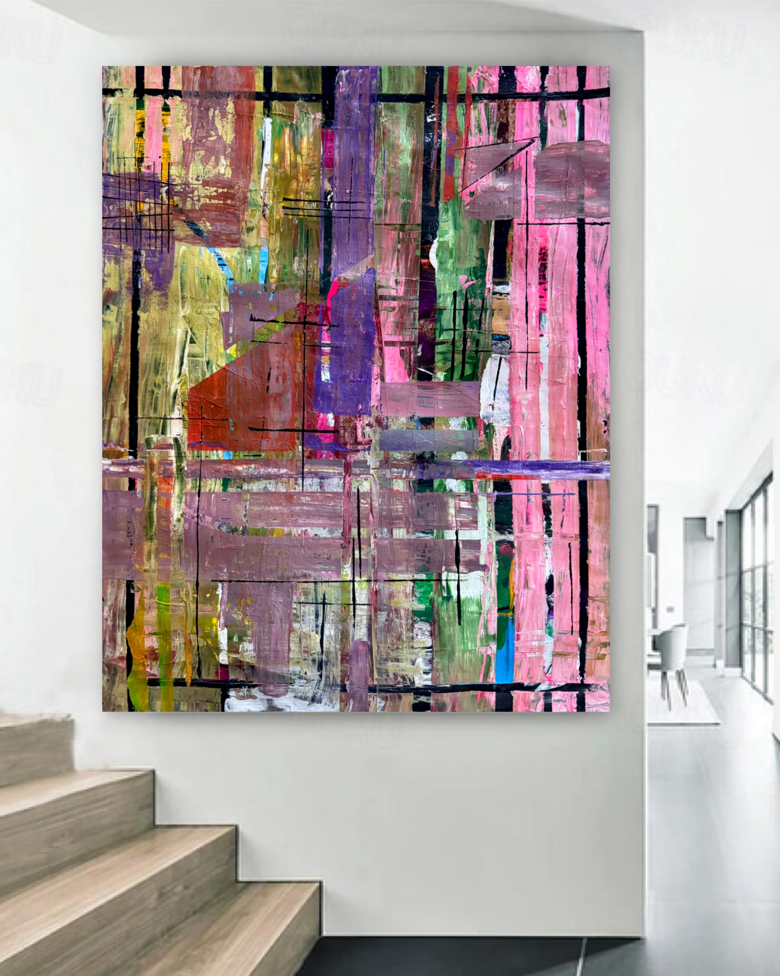 Textured Abstract Acrylic Painting 22x28, Spatula Brush Work, Modern Wall Art