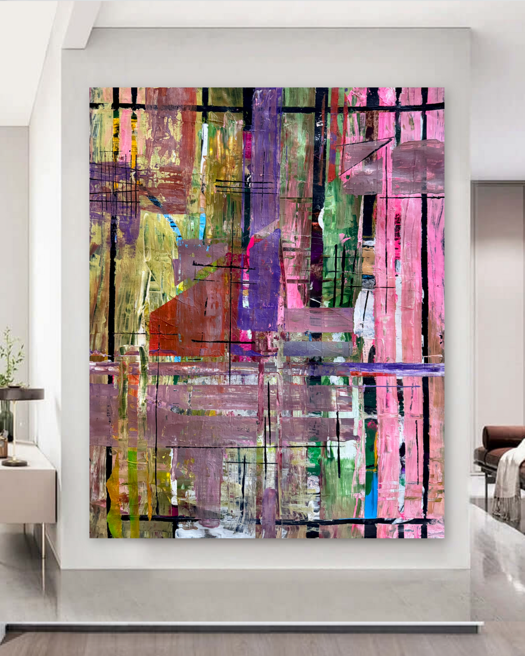 Textured Abstract Acrylic Painting 22x28, Spatula Brush Work, Modern Wall Art