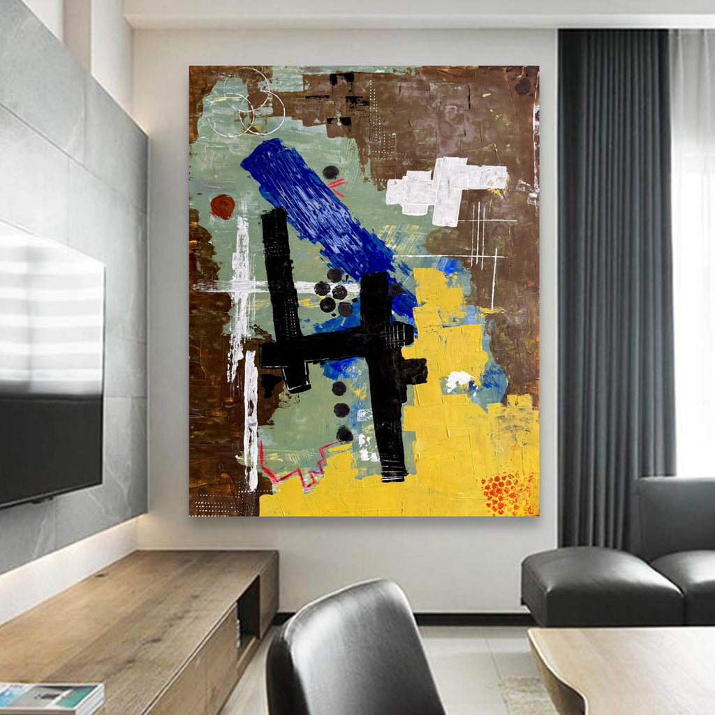 Handmade Abstract Painting on Poster Paper 22x28 Inch Textured Acrylic Artwork Unique One-of-a-Kind Modern Wall Art