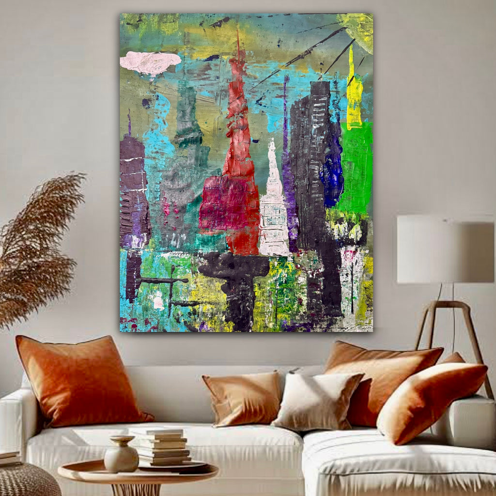 Urban Symphony: Abstract Urban Landscape (19x24 inch)