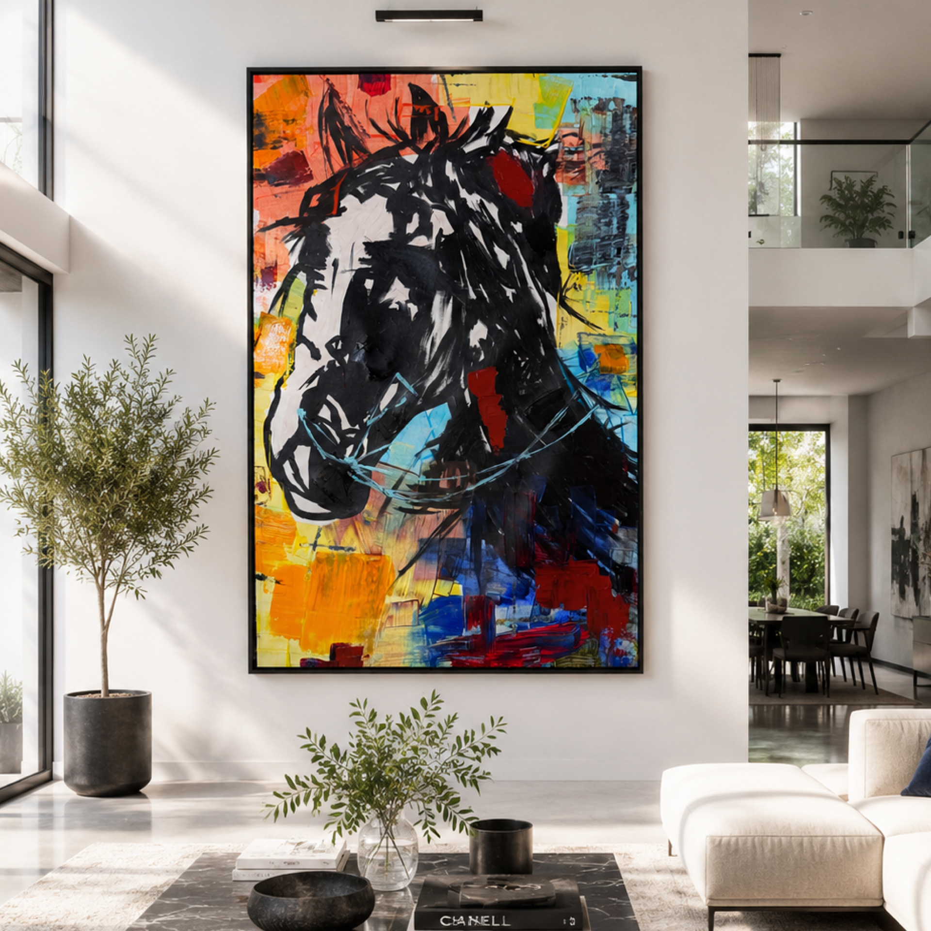 Expressionist Abstract Horse Painting Original Acrylic on Canvas 22x34 Inches | Contemporary Modern Equine Artwork