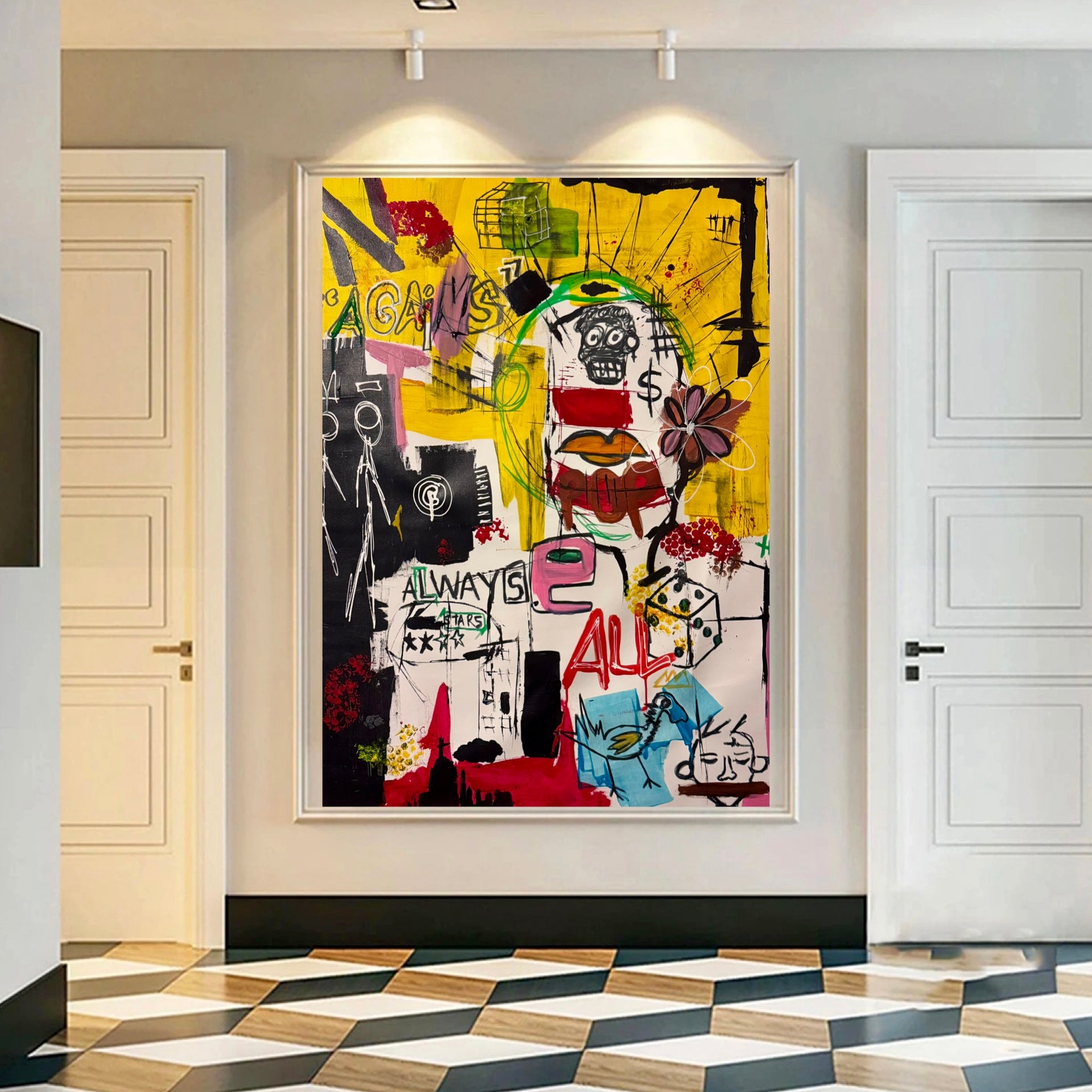 Original Pop Art Abstract Painting 26x36 Canvas | Handmade Acrylic Mixed Media Wall Art | One of a Kind Artwork