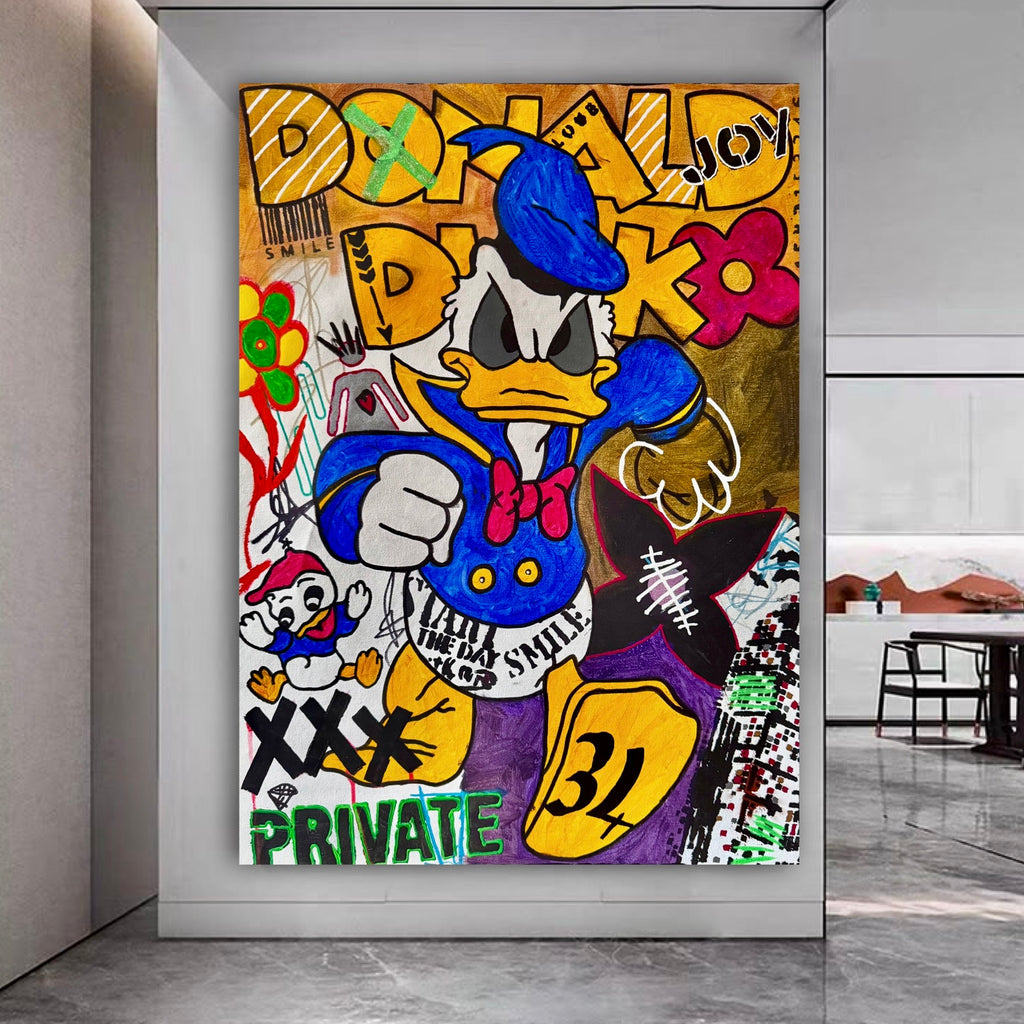Bold Pop Art Donald Duck Street Style Canvas Painting Modern