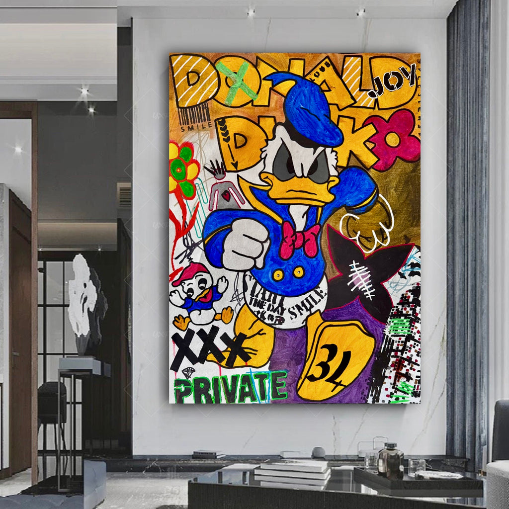 Bold Pop Art Donald Duck Street Style Canvas Painting Modern