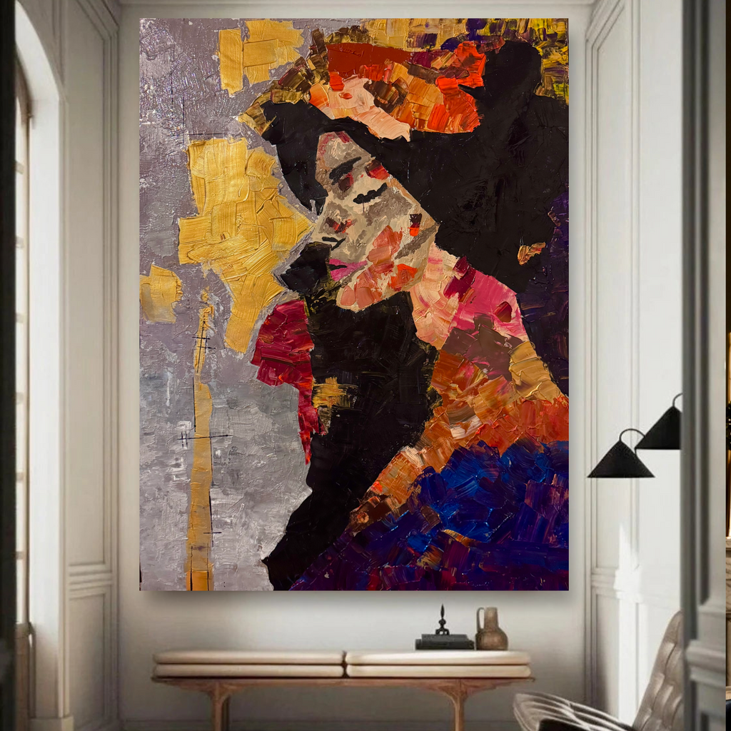 Abstract Expressionist Woman Portrait | Original Acrylic Painting on Canvas | 30x40 Palette Knife & Brush Artwork