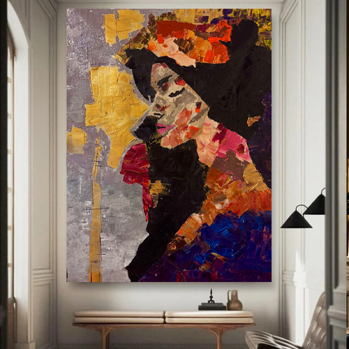Abstract Expressionist Woman Portrait | Original Acrylic Painting on Canvas | 30x40 Palette Knife & Brush Artwork