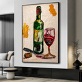 Vintage Wine Still Life – Original Palette Knife Acrylic & Oil Painting on 26x36 Canvas, Contemporary Expressionist Art