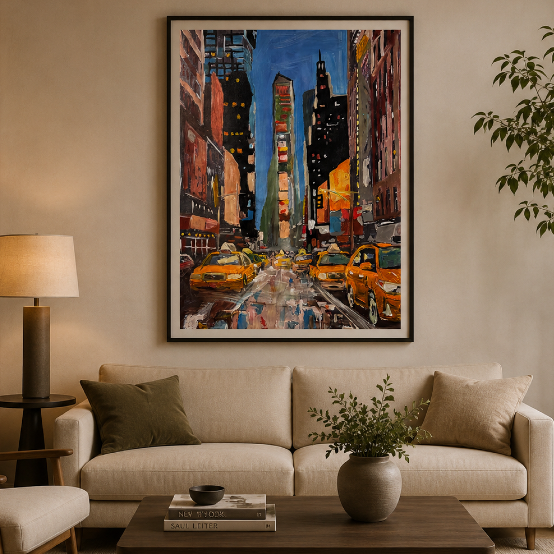 Abstract Manhattan Times Square Skyline | Original Acrylic Painting on Canvas | Palette Knife & Brush | 26x36 Urban Cityscape