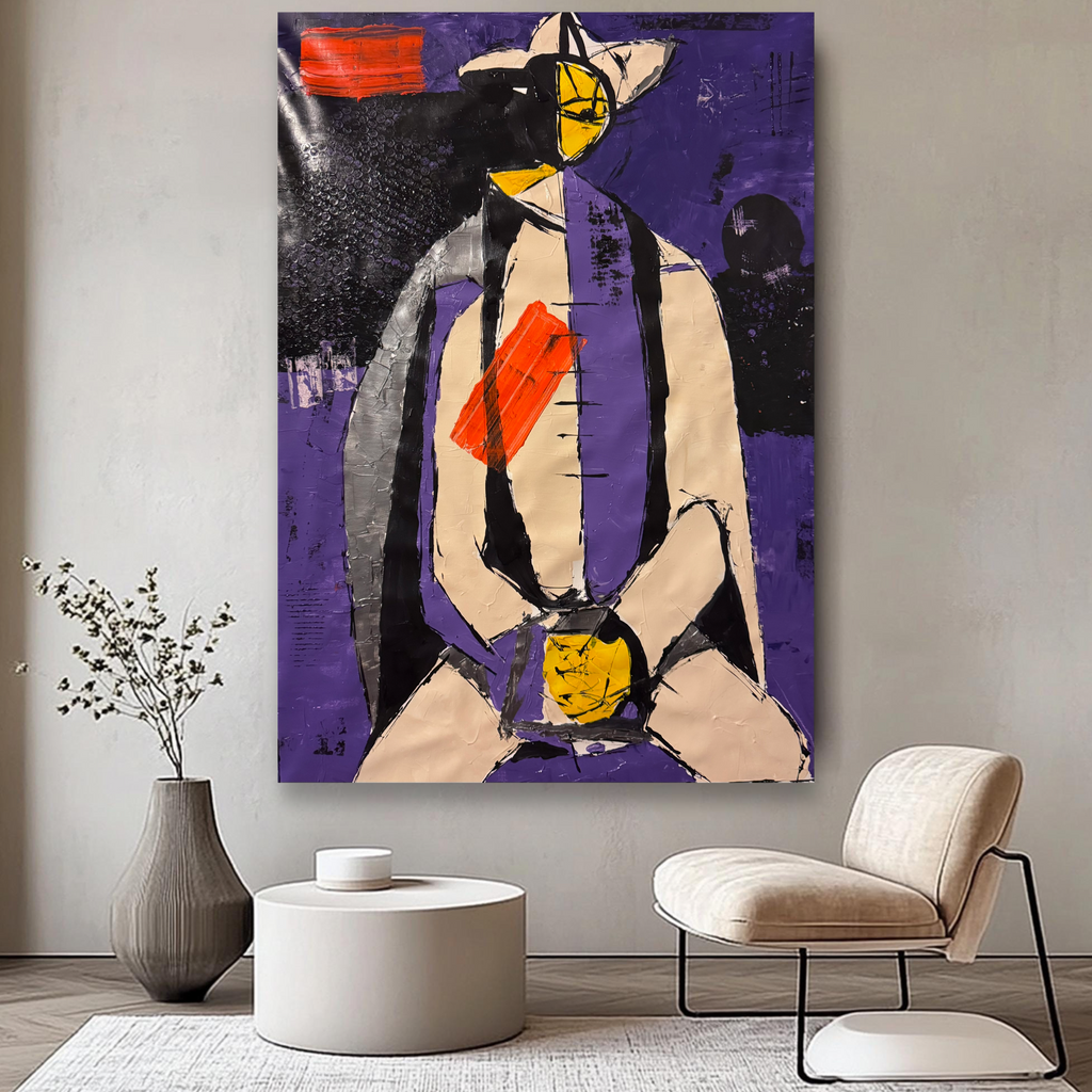 Original Neo-Expressionist Abstract Acrylic Painting on Canvas, 26x36 Inch, Handmade Textured Artwork, One of a Kind    Description:
