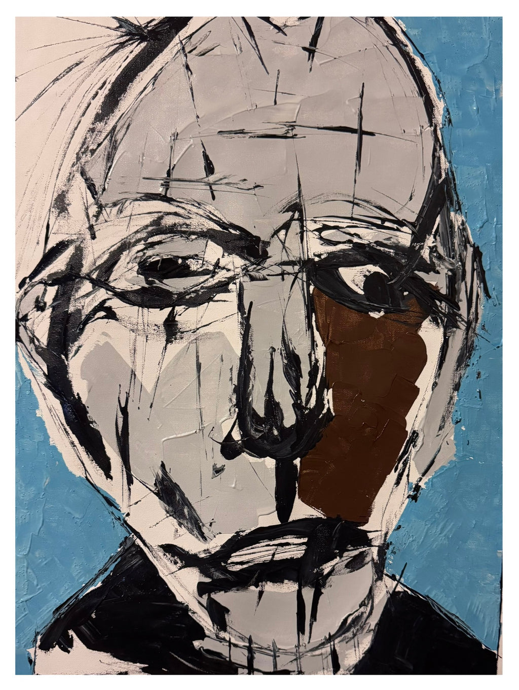 Silent Fragmented Identity | 20x26 Inch Neo-Expressionist Acrylic Portrait on Canvas with Palette Knife & Brush