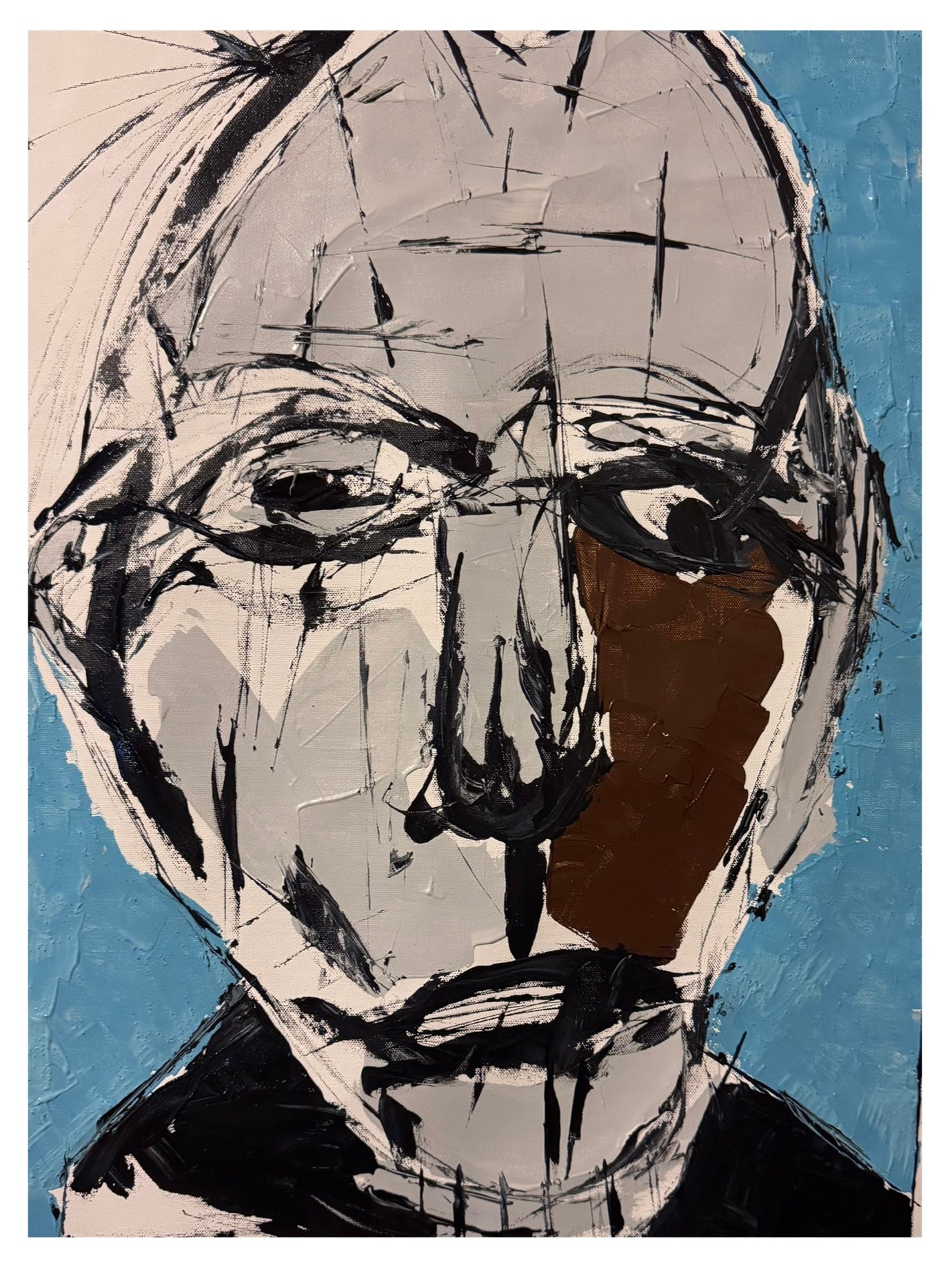 Silent Fragmented Identity | 20x26 Inch Neo-Expressionist Acrylic Portrait on Canvas with Palette Knife & Brush