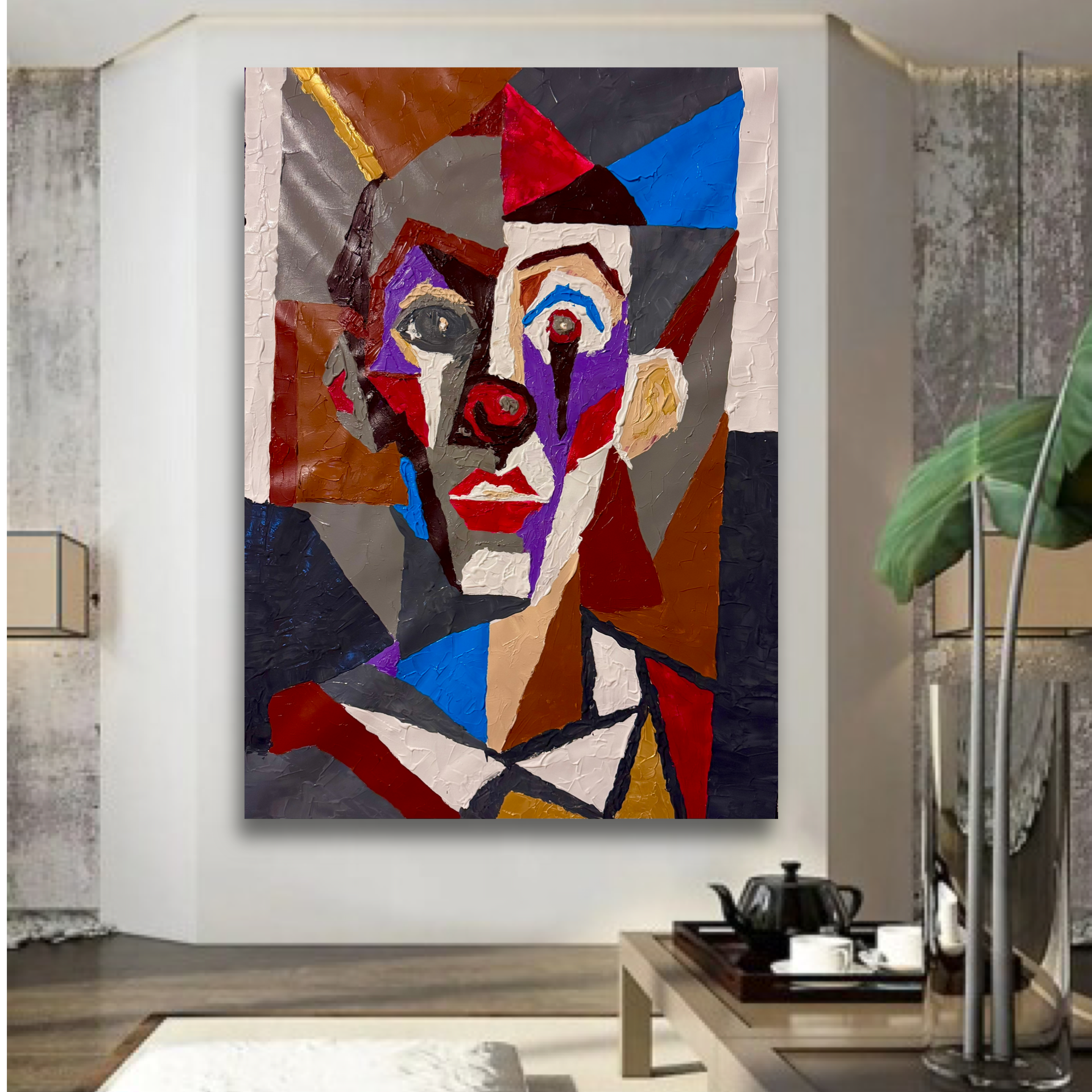 Expressionist Abstract Portrait | Original Acrylic Palette Knife & Brush Painting on 26x36 Canvas | Bold Textured Contemporary Art