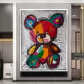 Original Abstract Expressionist Teddy Bear Painting | 26x36” Acrylic on Canvas | Hand-Painted Modern Pop Art Animal