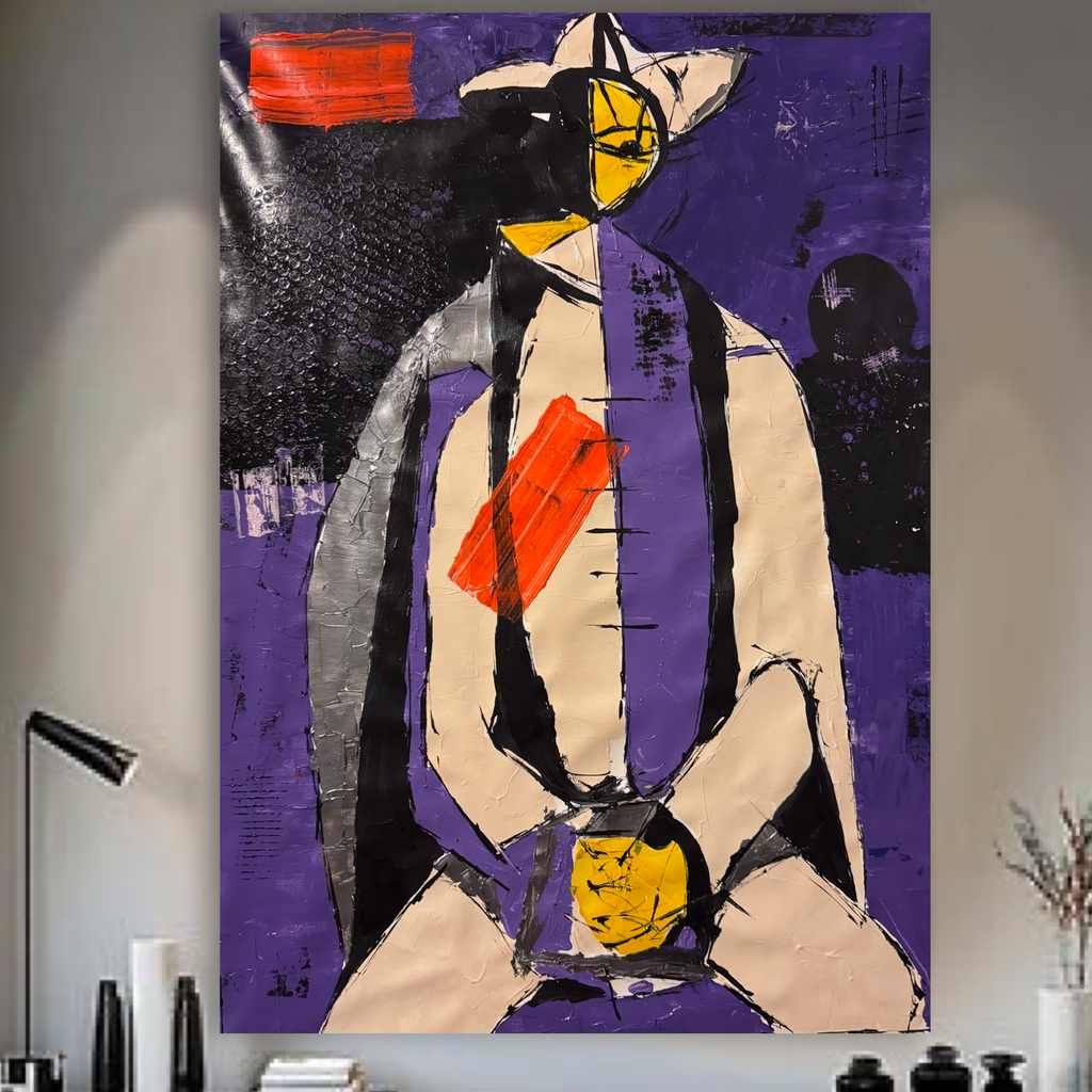 Original Neo-Expressionist Abstract Acrylic Painting on Canvas, 26x36 Inch, Handmade Textured Artwork, One of a Kind    Description: