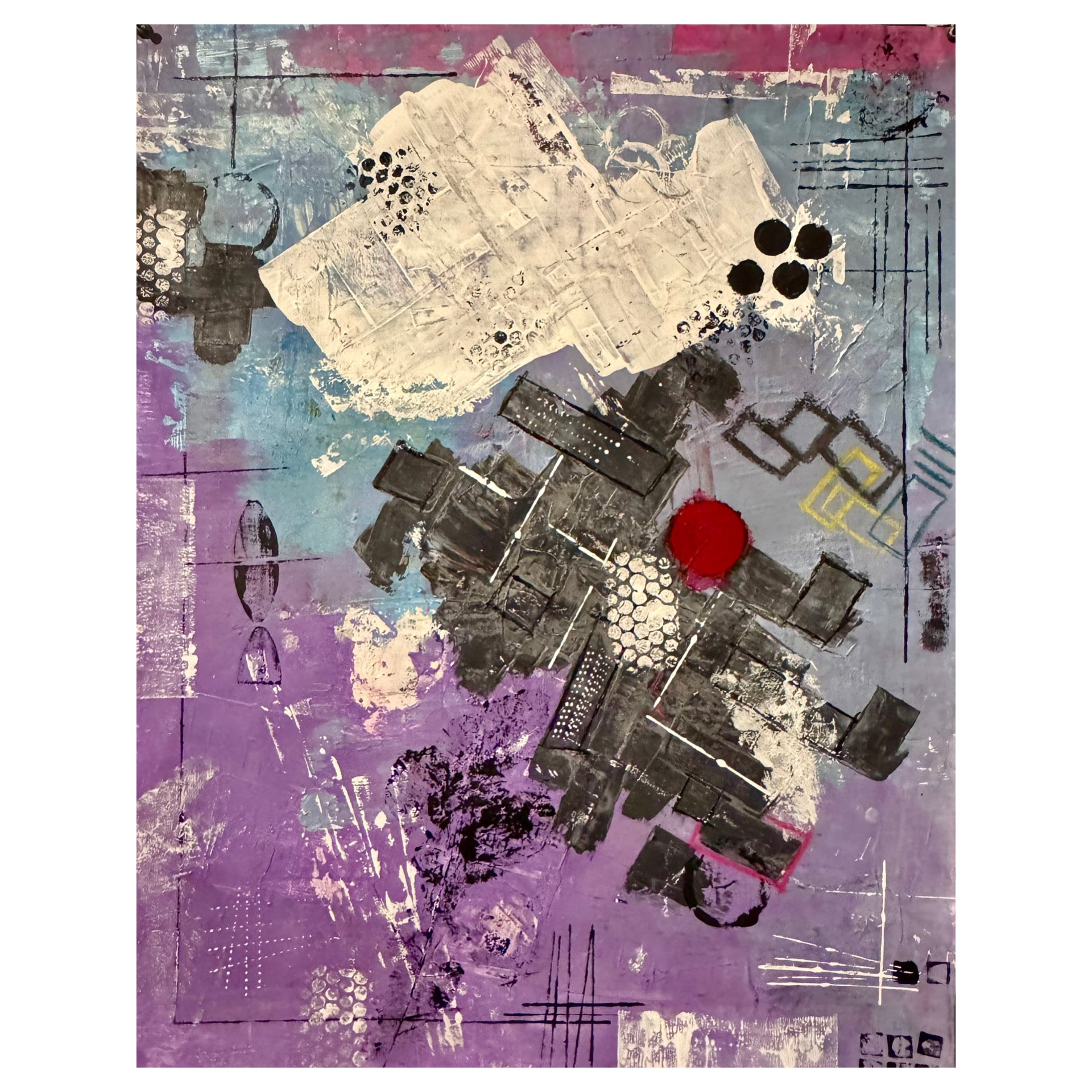 Abstract Acrylic Painting on Poster, Textured Brush & Spatula Art, 22x28 Inch, Gloss Varnish, Modern Wall Decor, Vertical/Horizontal Display