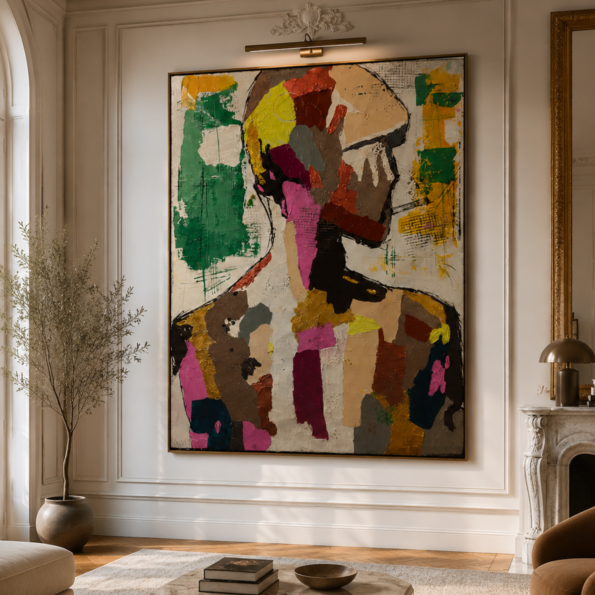 Original Neo-Expressionist Abstract Portrait | 26x36 Acrylic on Canvas | Hand-Painted Palette Knife & Brush Textured Artwork