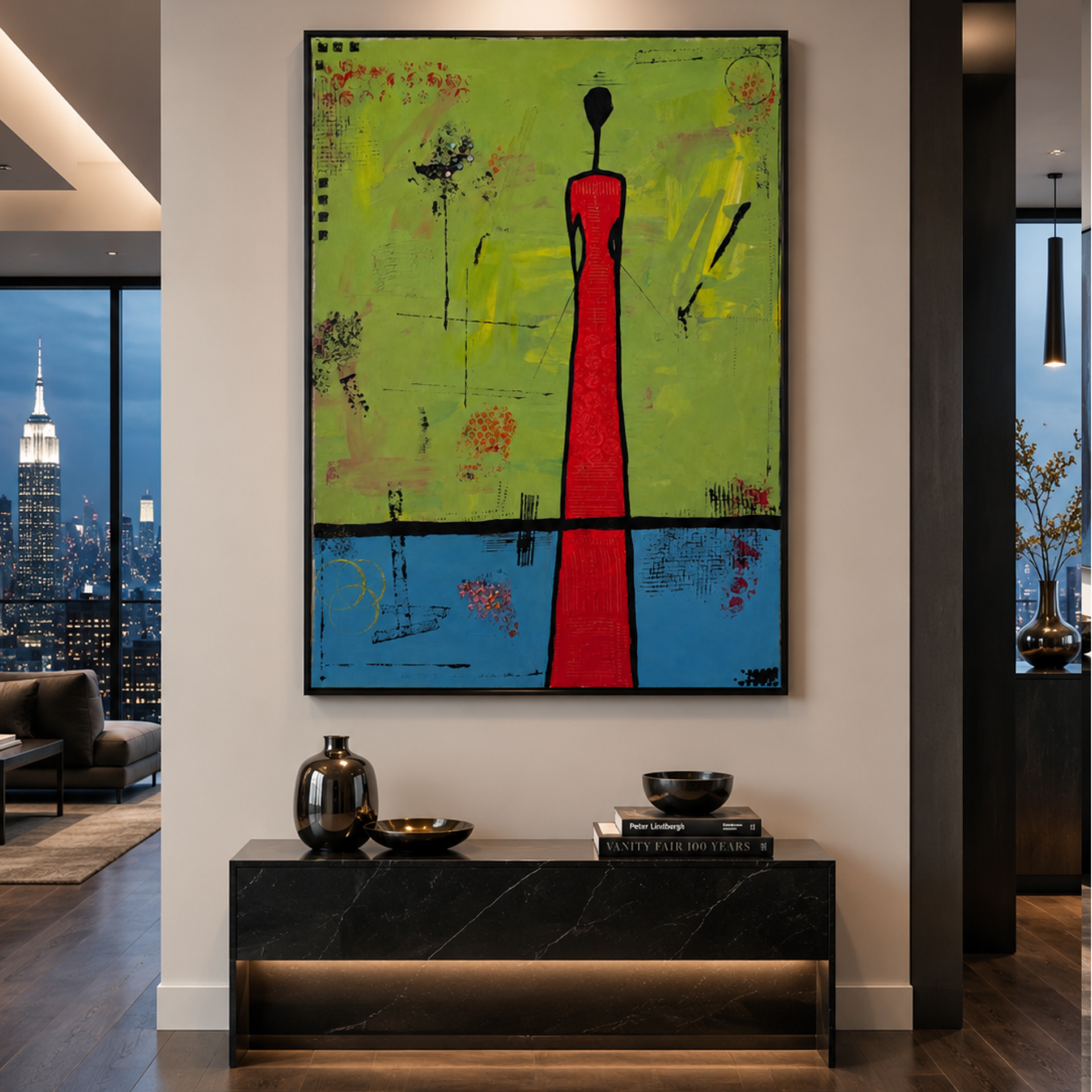 Silent Figure Between Earth and Sky | Original Neo-Expressionist Abstract Acrylic Painting on Canvas
