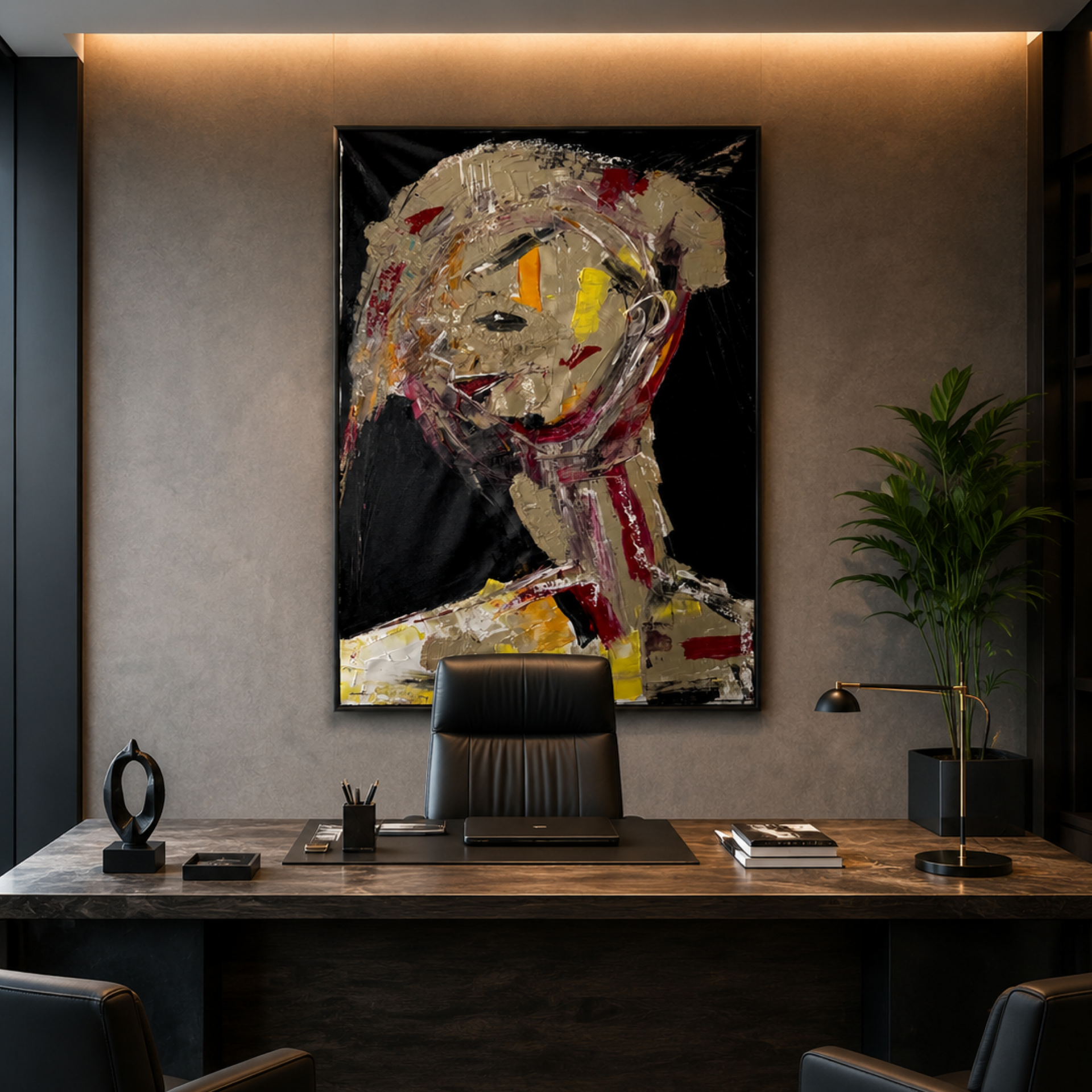 Neo-Expressionist Abstract Portrait | Handmade Acrylic Palette Knife Painting on Canvas | Textured Modern Wall Art