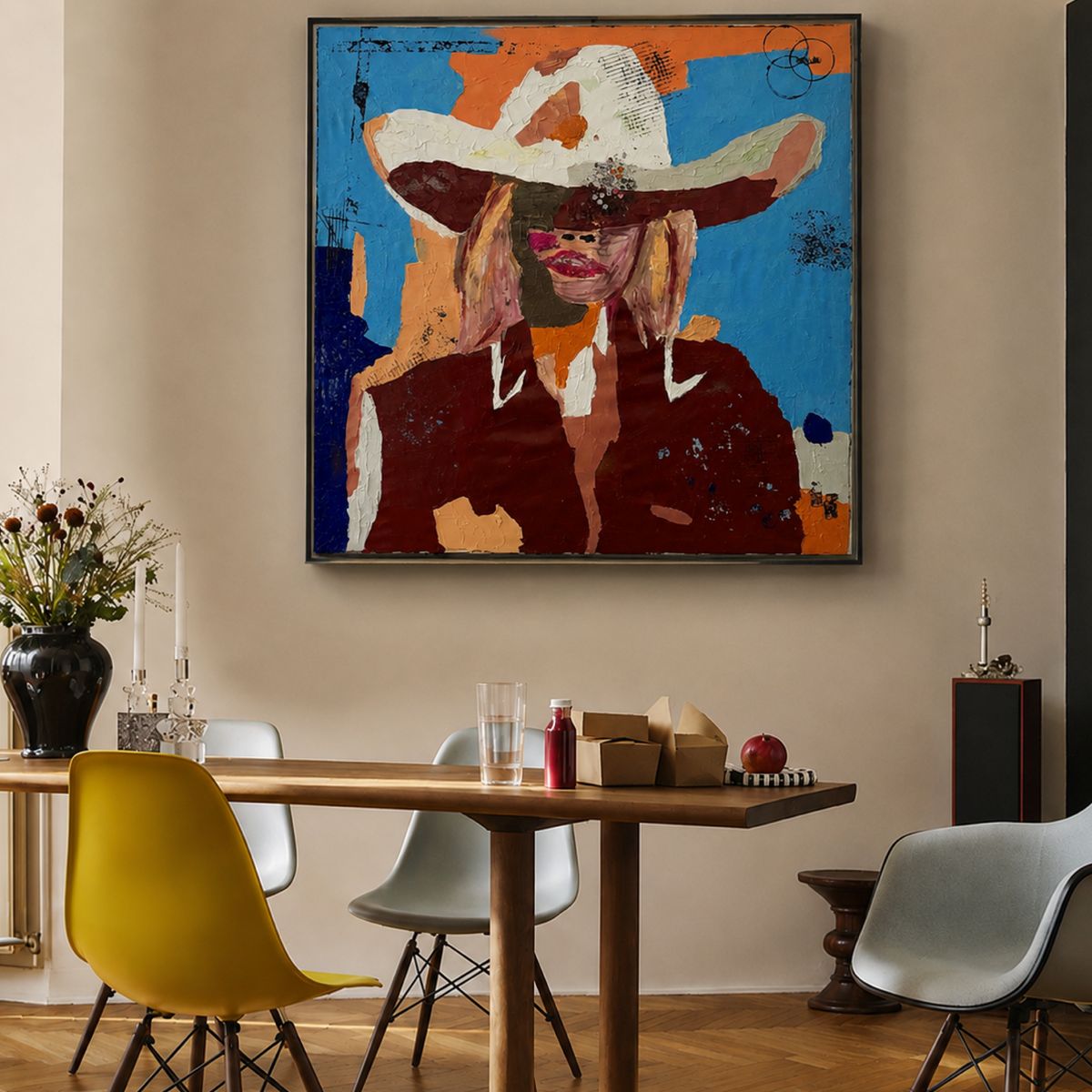 Original Abstract Cowgirl Painting | Hand-Painted Acrylic on Canvas | Textured Palette Knife & Brush | Expressionist Wall Art