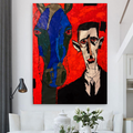 Neo-Expressionist Abstract Portrait with Horse | Original Acrylic Painting on Canvas 22x28 | Handmade Unique Artwork