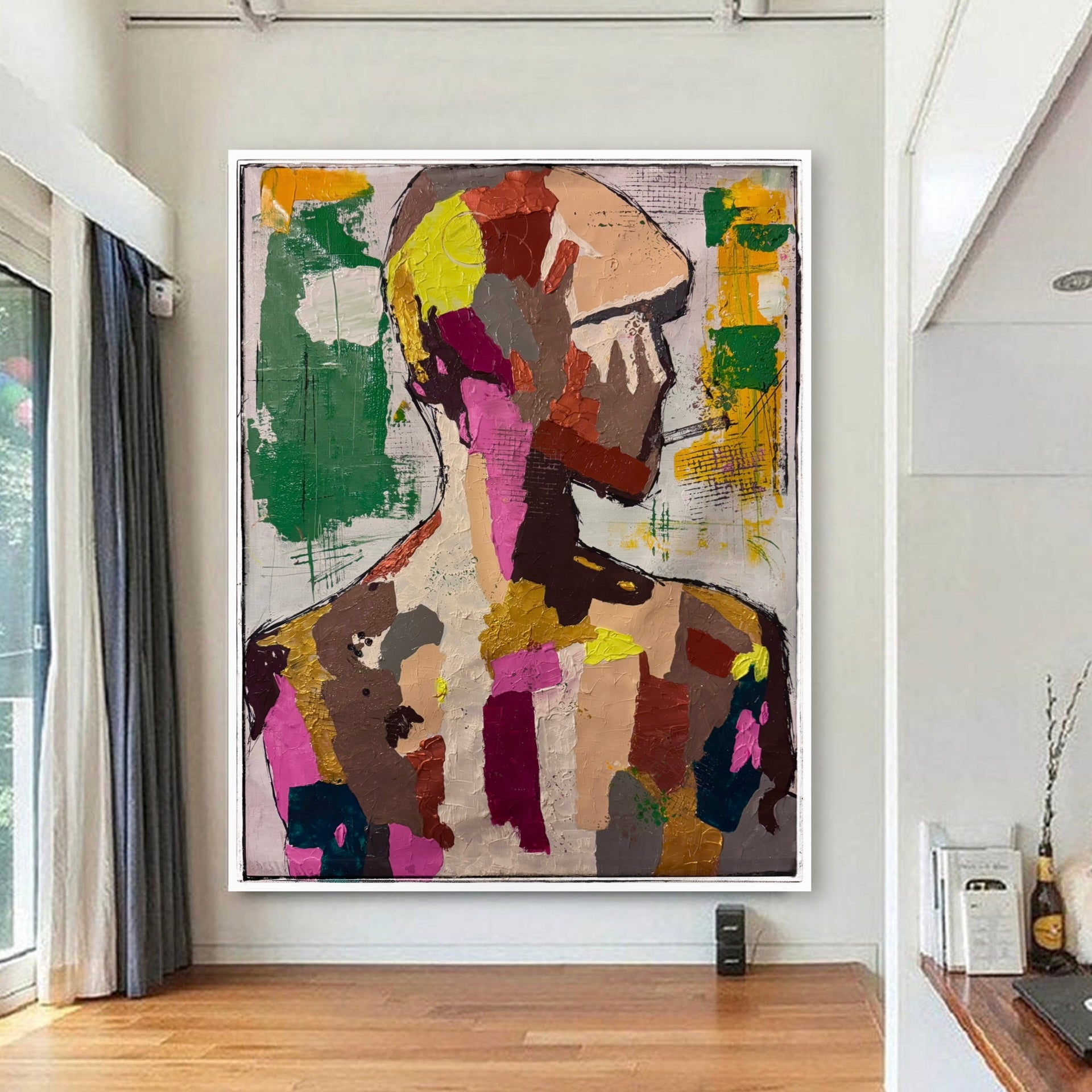 Original Neo-Expressionist Abstract Portrait | 26x36 Acrylic on Canvas | Hand-Painted Palette Knife & Brush Textured Artwork