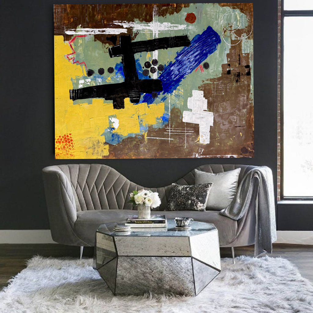 Handmade Abstract Painting on Poster Paper 22x28 Inch Textured Acrylic Artwork Unique One-of-a-Kind Modern Wall Art