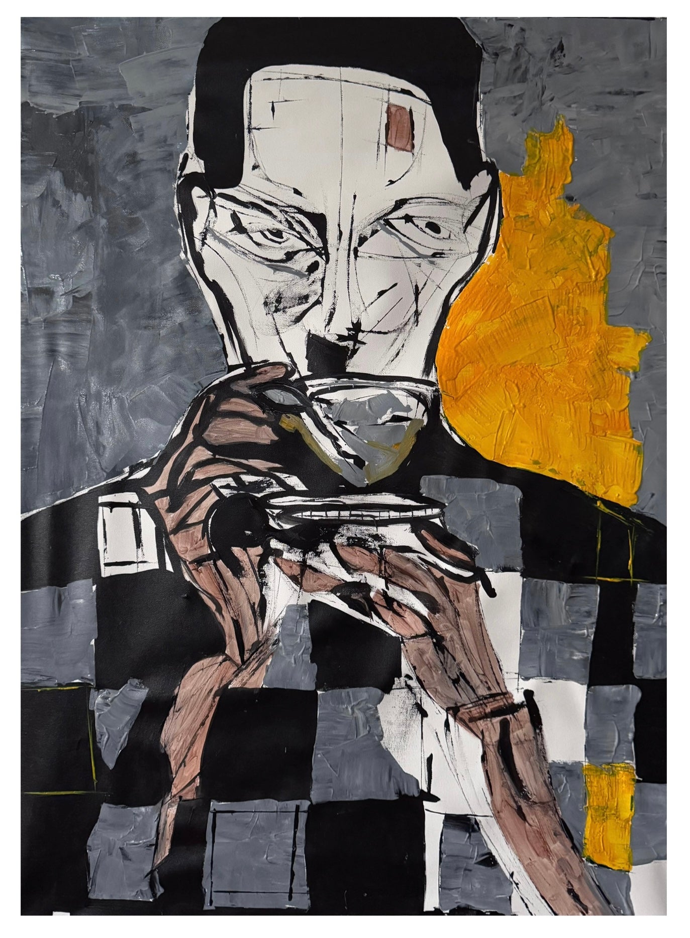 Neo-Expressionist Coffee Portrait | 22x28 Acrylic on Canvas | Hand-Painted with Brush & Palette Knife