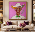 Abstract Expressionist Cowboy | Original 34x34” Hand-Painted Acrylic on Canvas | Textured Palette Knife & Brush Artwork