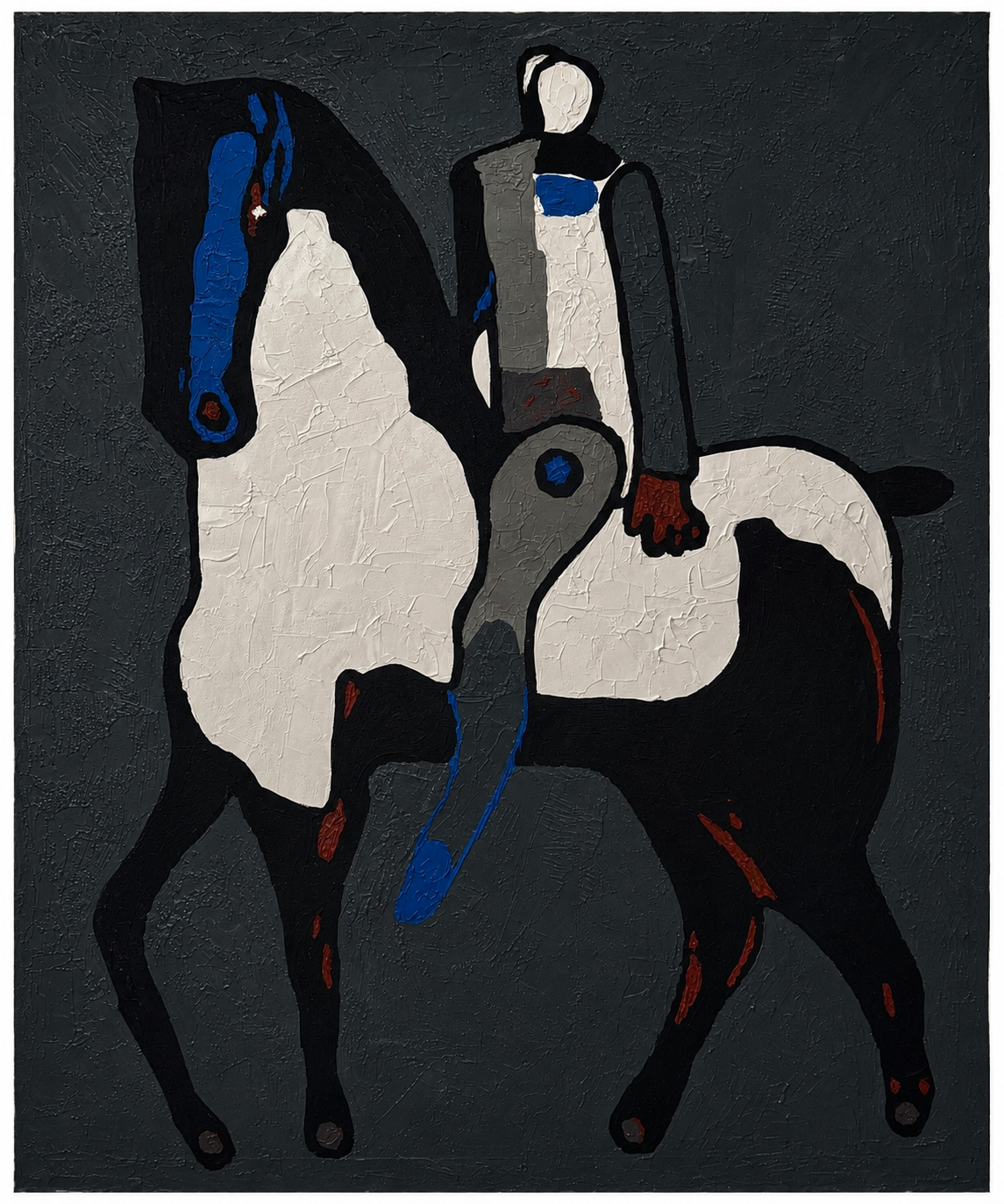 Abstract Expressionist Horse & Rider Painting | Hand-Painted Acrylic on Canvas | Palette Knife & Brush | 25x30 Inches