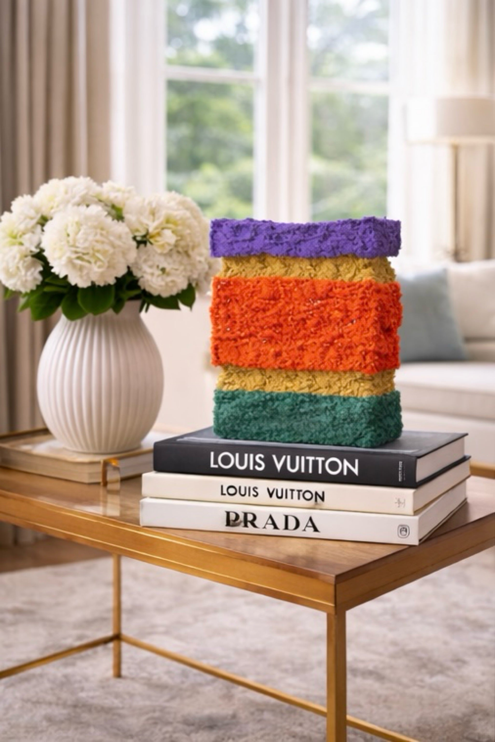 Handmade Textured Foam Sculpture – Contemporary Abstract Color Block Art Object for Modern Interior Decor