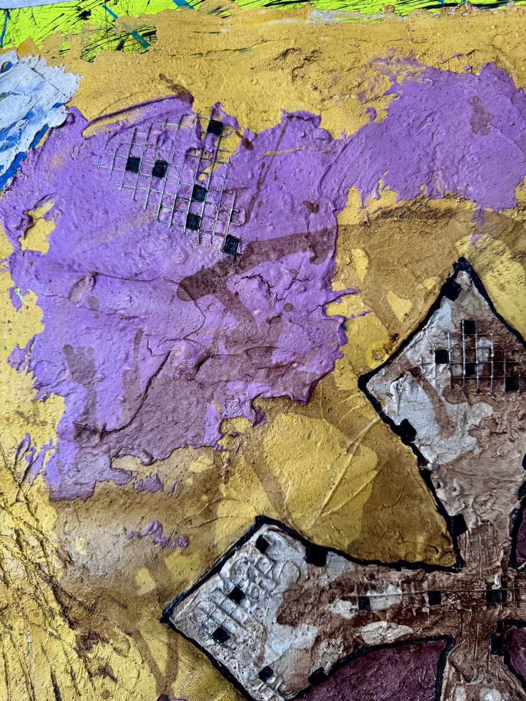 Textured Abstract Cross Art 22x28 Mixed Media Impasto Wall Decor Bold Contemporary Statement Painting