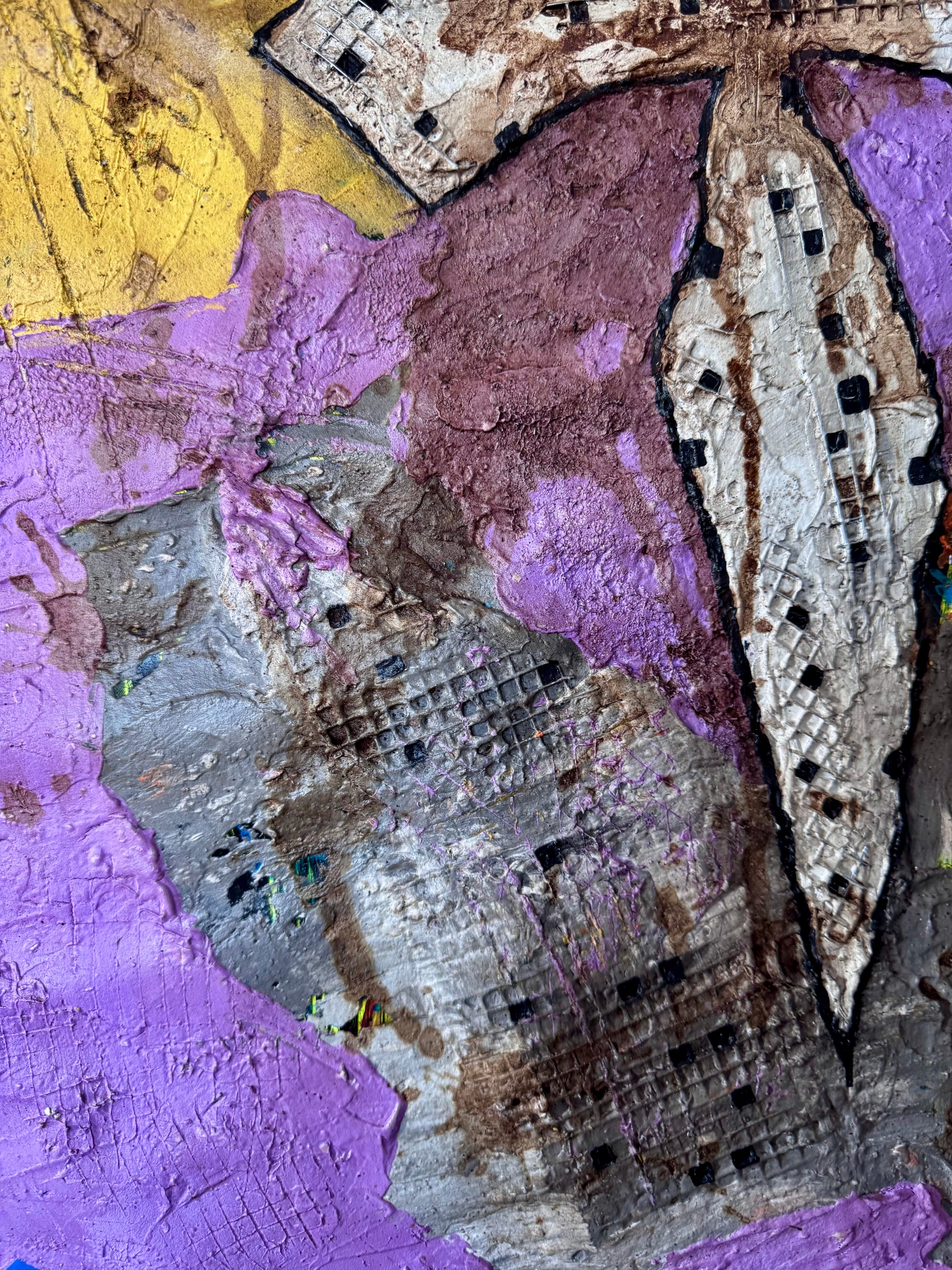 Textured Abstract Cross Art 22x28 Mixed Media Impasto Wall Decor Bold Contemporary Statement Painting