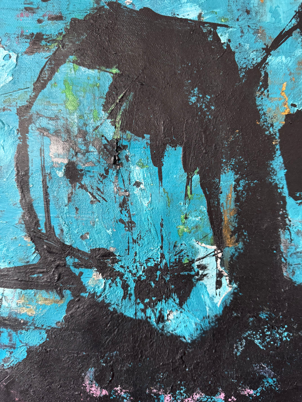 Neo-Expressionist Canvas Art 19x26 | Red Silhouette Abstract Painting, Textured Acrylic, Modern Statement Wall Decor