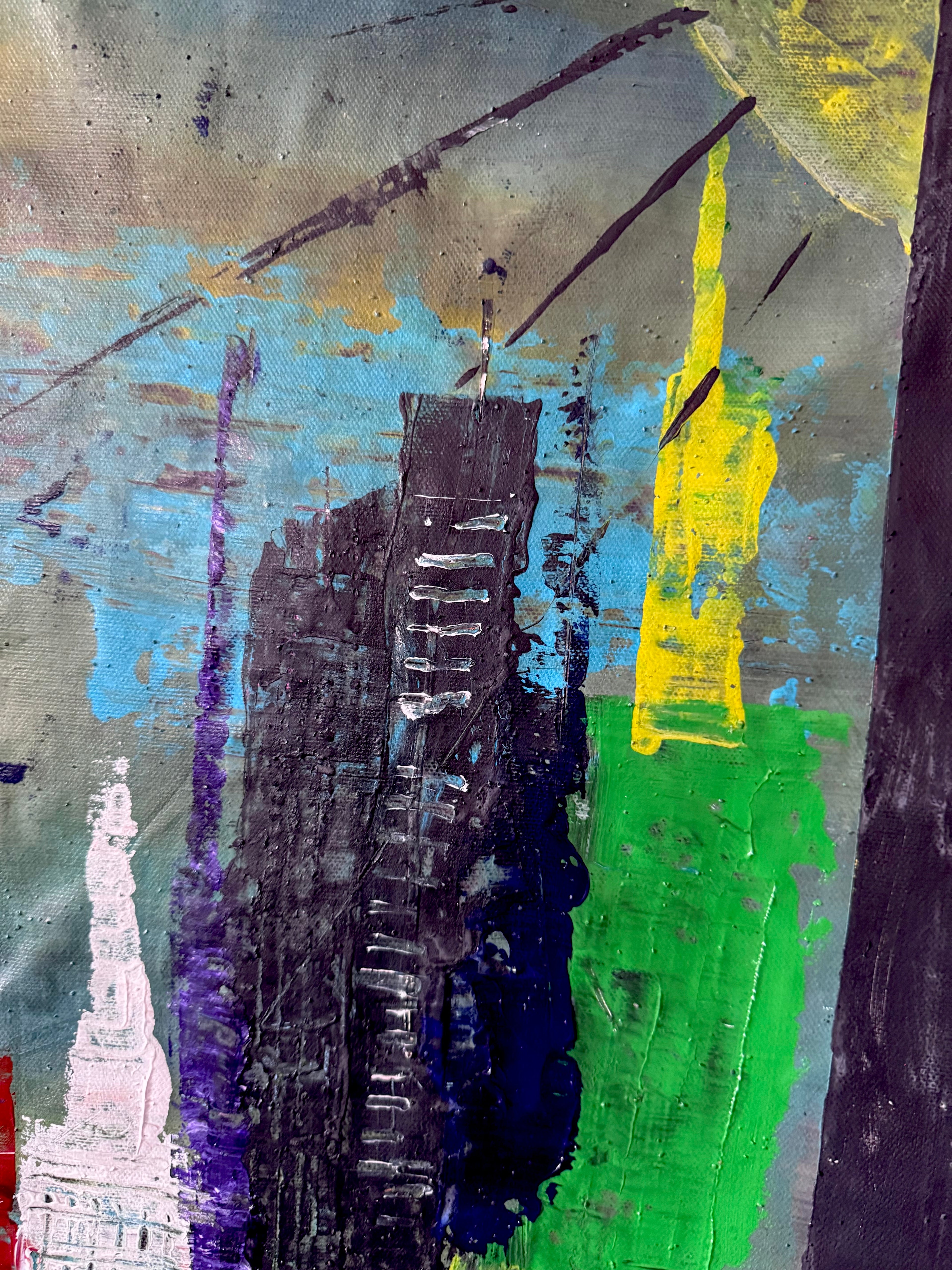 Urban Symphony: Abstract Urban Landscape (19x24 inch)