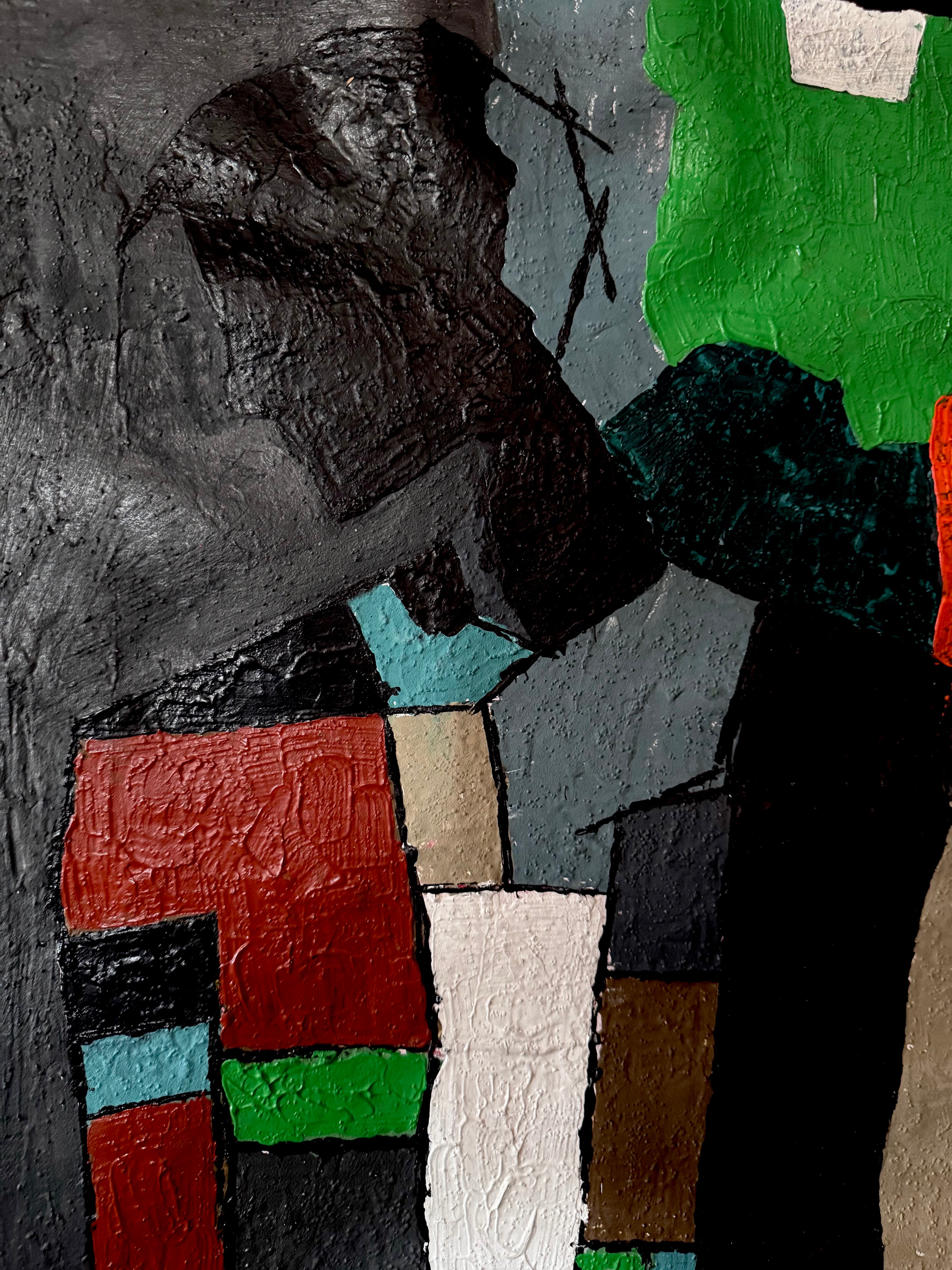 Abstract Expressionist Urban Harmony – Textured Acrylic Canvas Wall Art, Modern Contemporary Statement Painting (20x31 inch)