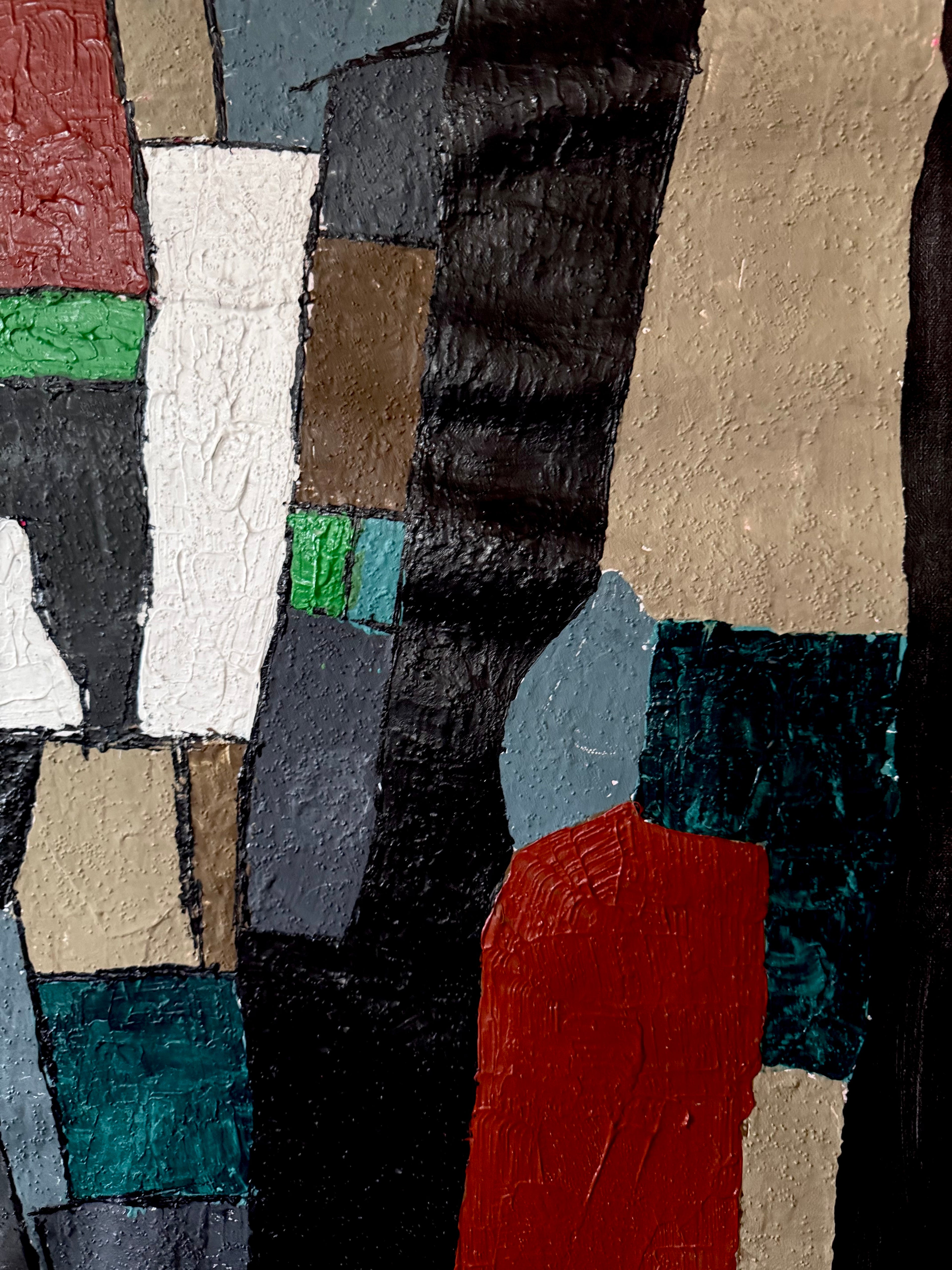 Abstract Expressionist Urban Harmony – Textured Acrylic Canvas Wall Art, Modern Contemporary Statement Painting (20x31 inch)