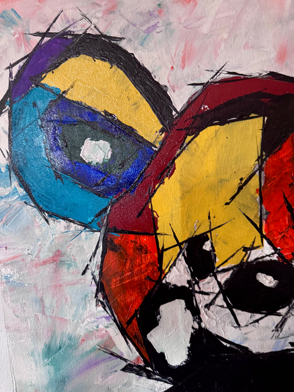 Experionis - Expressionist Abstract Teddy Bear Painting (24x36 inch)