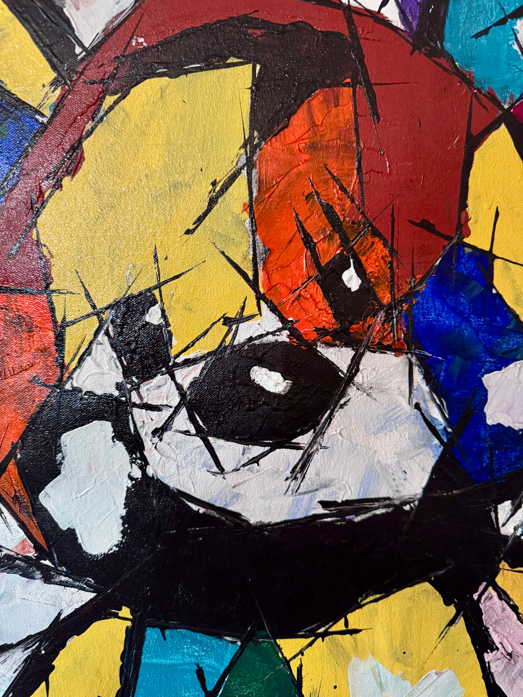 Experionis - Expressionist Abstract Teddy Bear Painting (24x36 inch)