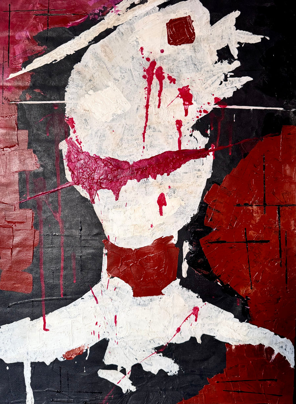 Abstract Expressionist Portrait Painting, Textured Acrylic Art (18.5x25.5 inch Canvas)