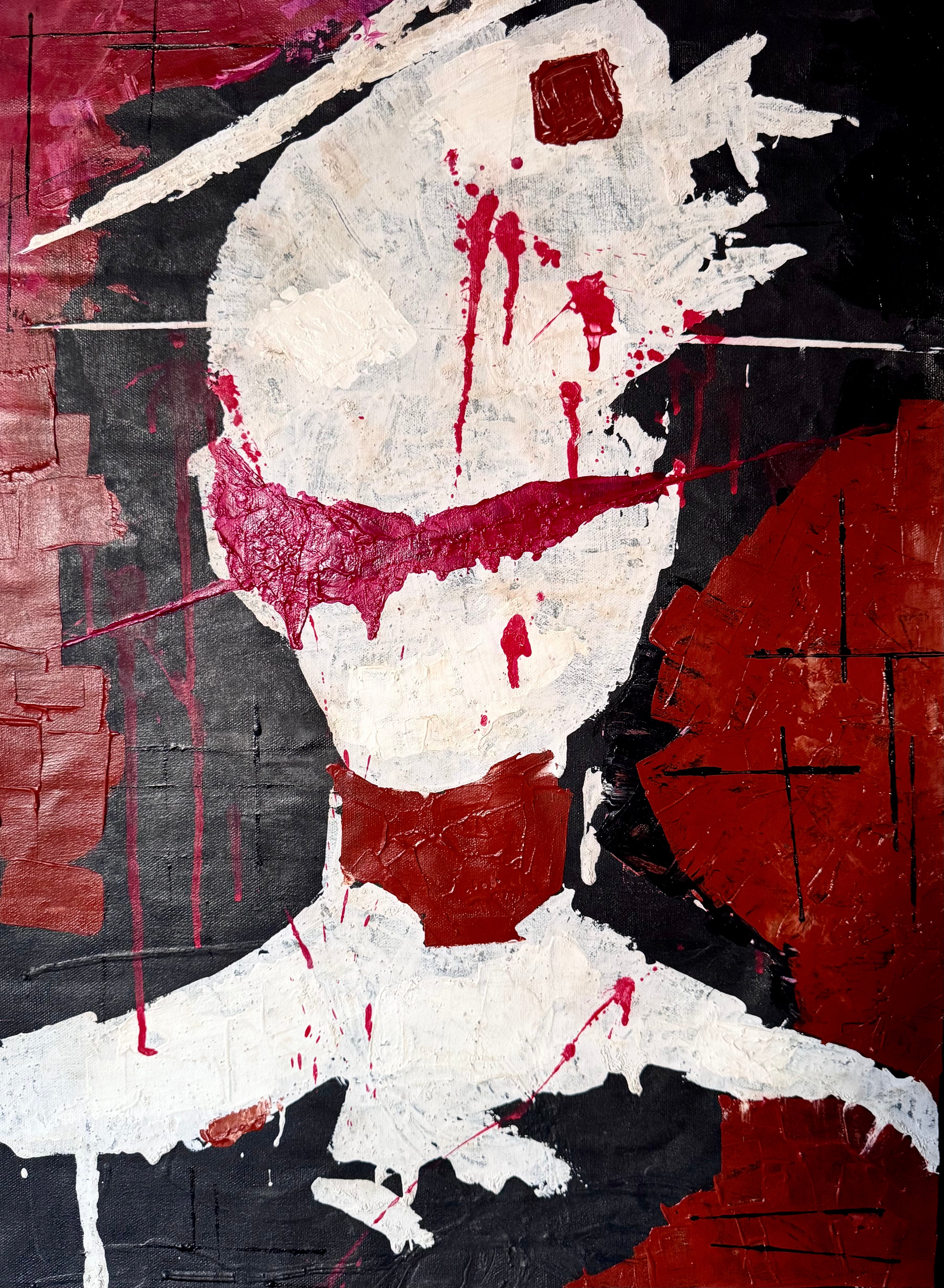 Abstract Expressionist Portrait Painting, Textured Acrylic Art (18.5x25.5 inch Canvas)