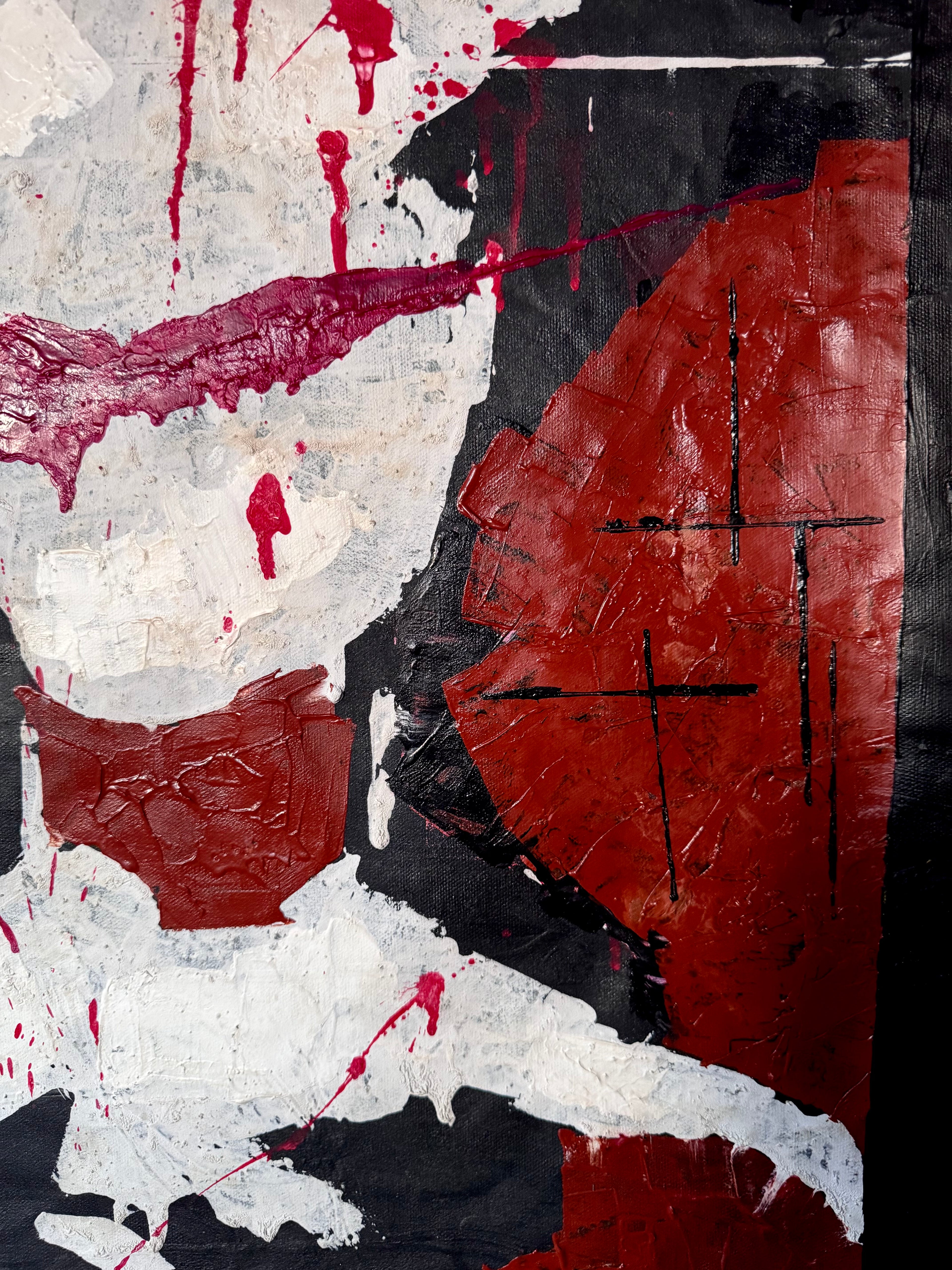 Abstract Expressionist Portrait Painting, Textured Acrylic Art (18.5x25.5 inch Canvas)