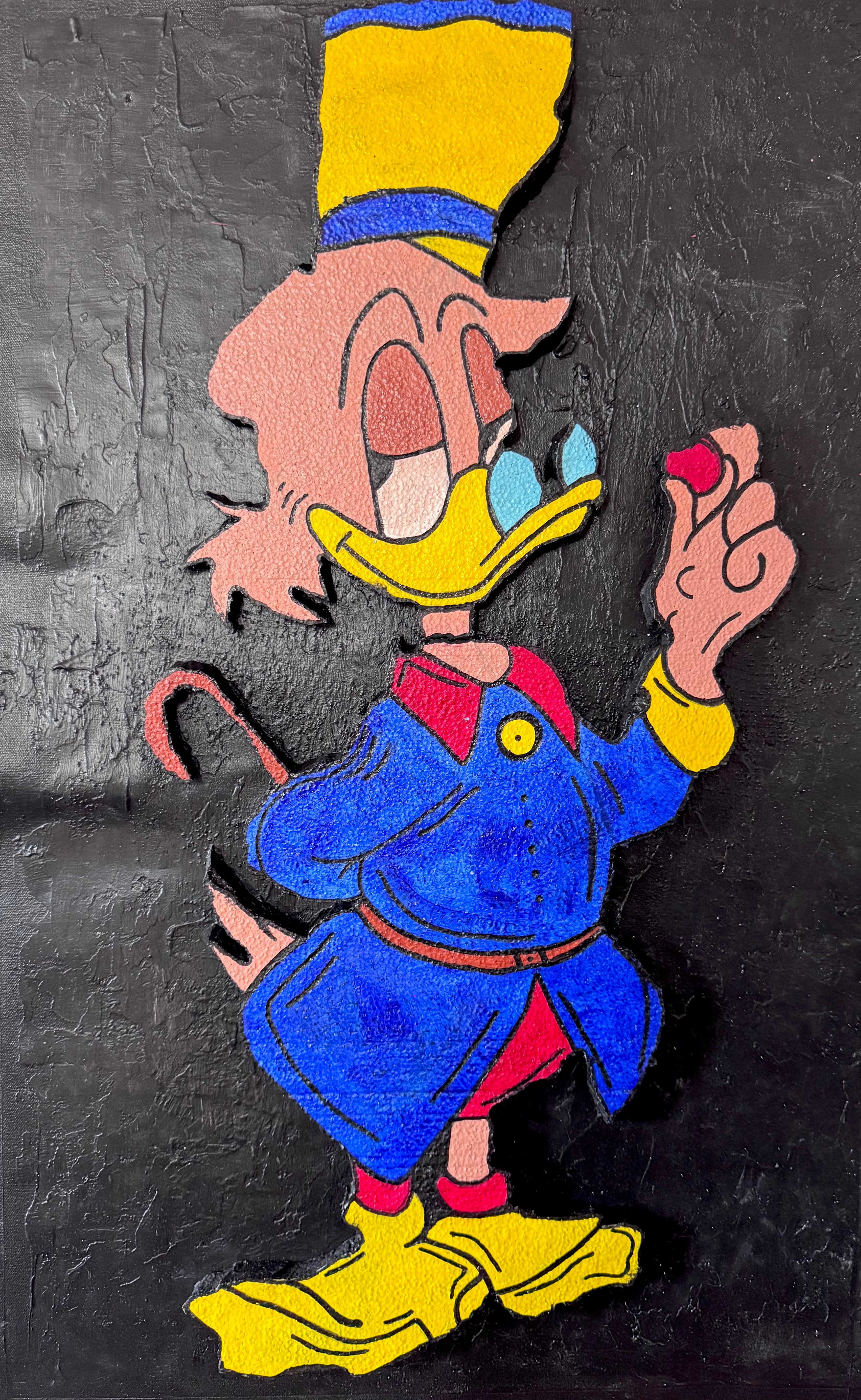 Golden Duck - Mixed Media Relief Pop Art on Textured Canvas