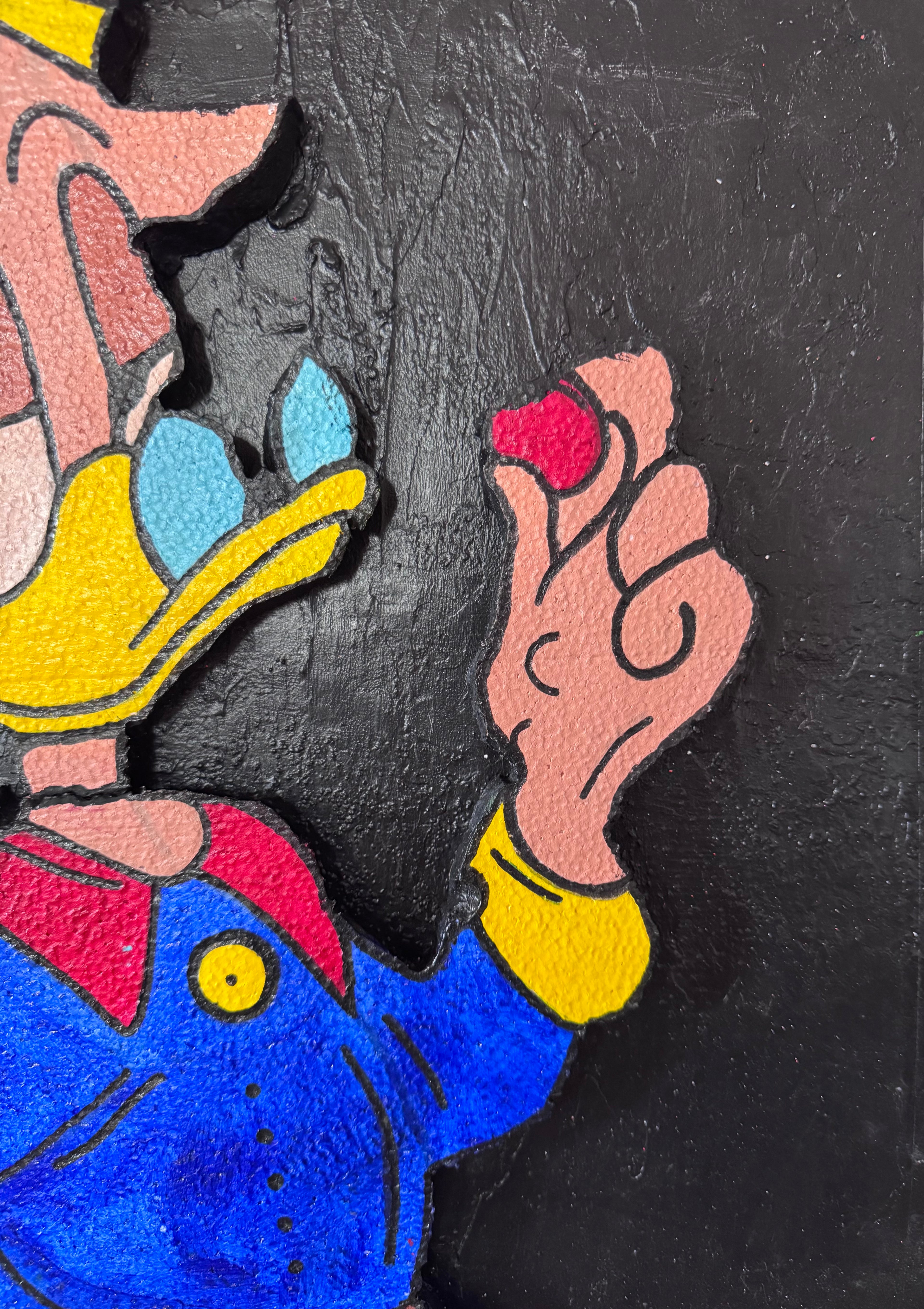 Golden Duck - Mixed Media Relief Pop Art on Textured Canvas