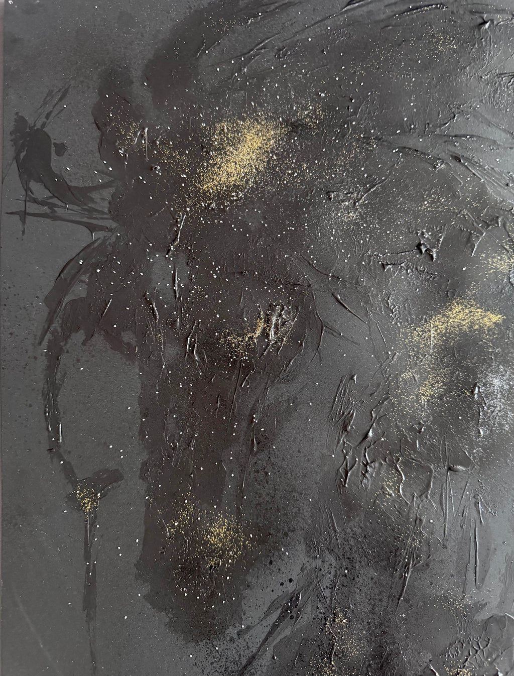 Abstract Horse Wall Art, Textured Acrylic Painting, Black and Gold Modern Artwork, Palette Knife Horse Art, Contemporary Animal Decor