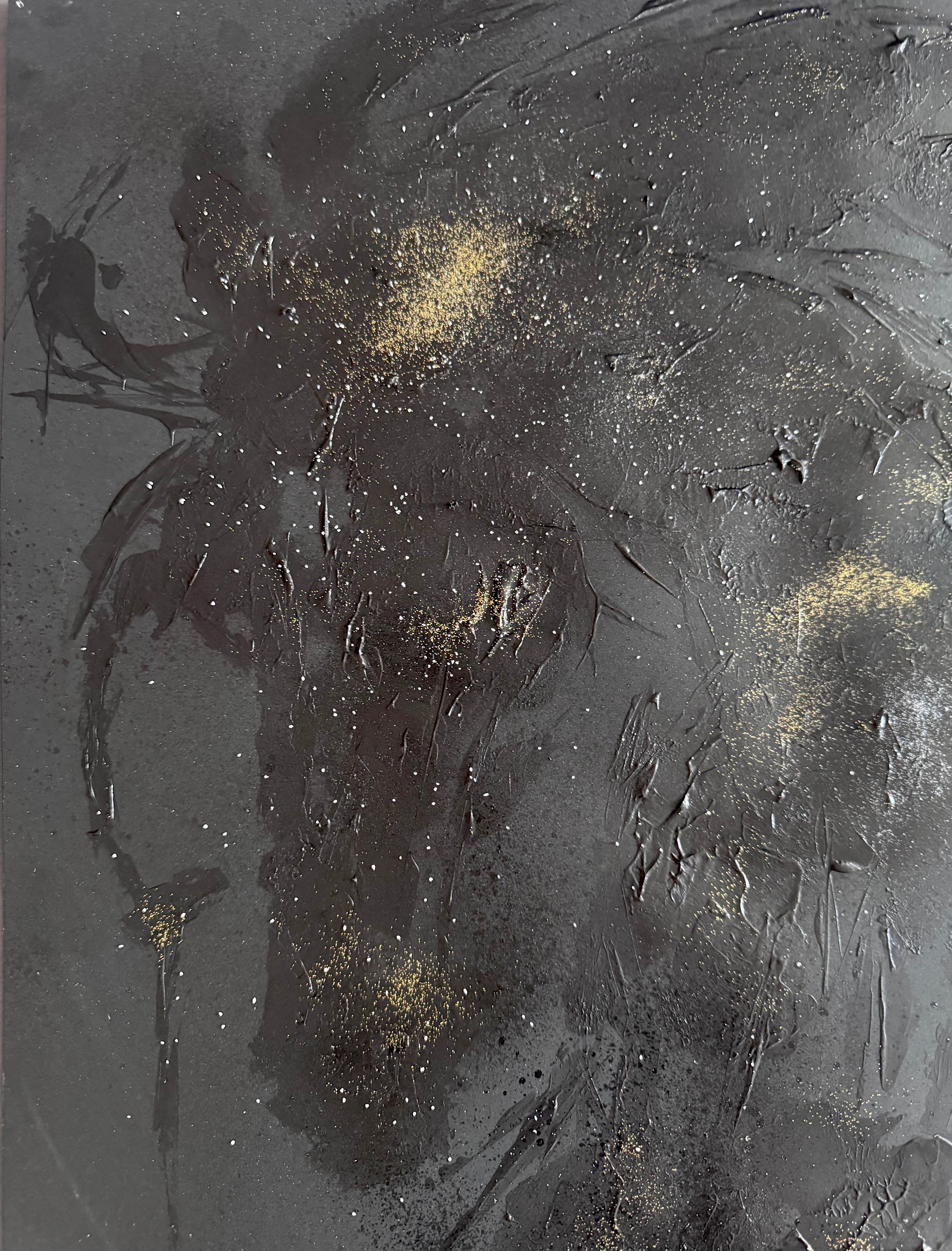 Abstract Horse Wall Art, Textured Acrylic Painting, Black and Gold Modern Artwork, Palette Knife Horse Art, Contemporary Animal Decor