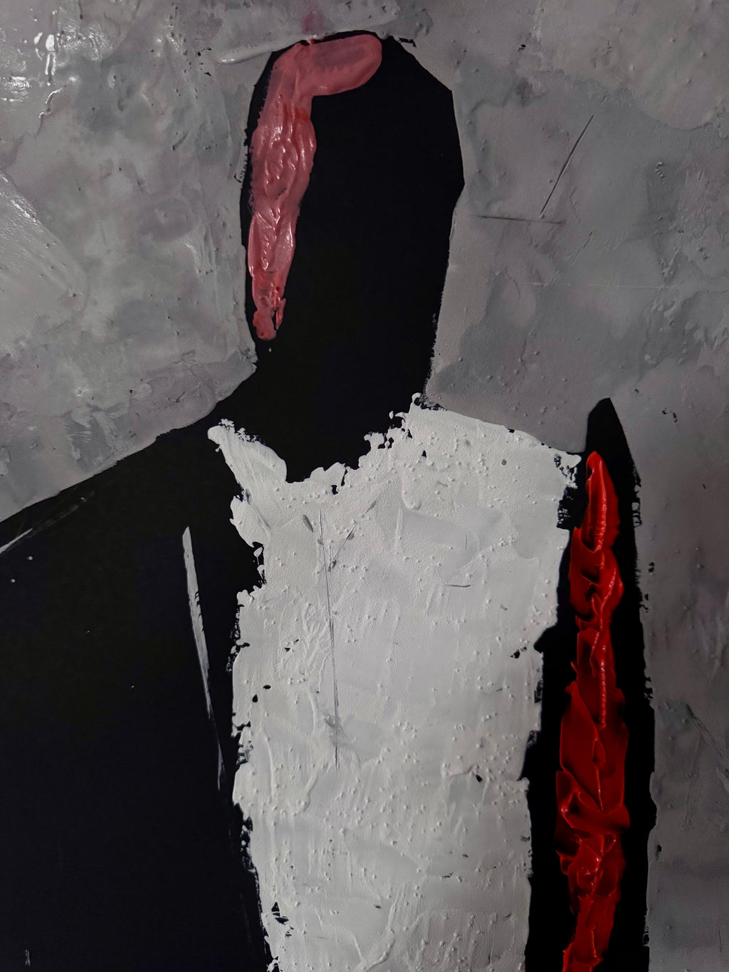 Neo Expressionist Figure Art, Textured Acrylic Painting, Black White Red Abstract Artwork, Palette Knife Modern Wall Decor