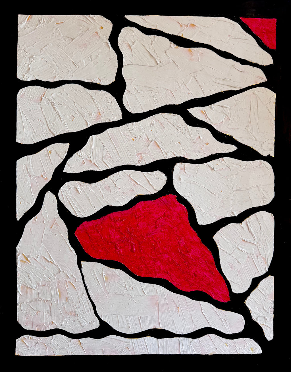 Textured Minimal Abstract Painting Black White Red Modern Wall Art, Contemporary Large Statement Artwork, Handcrafted Acrylic Texture Art