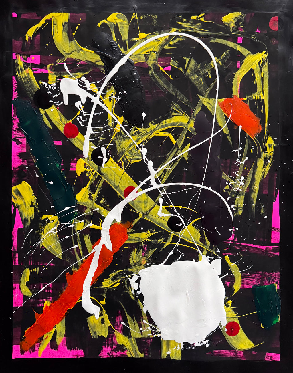 Handmade Acrylic Abstract Painting, Bold Neon Textured Artwork (22x28 inch)